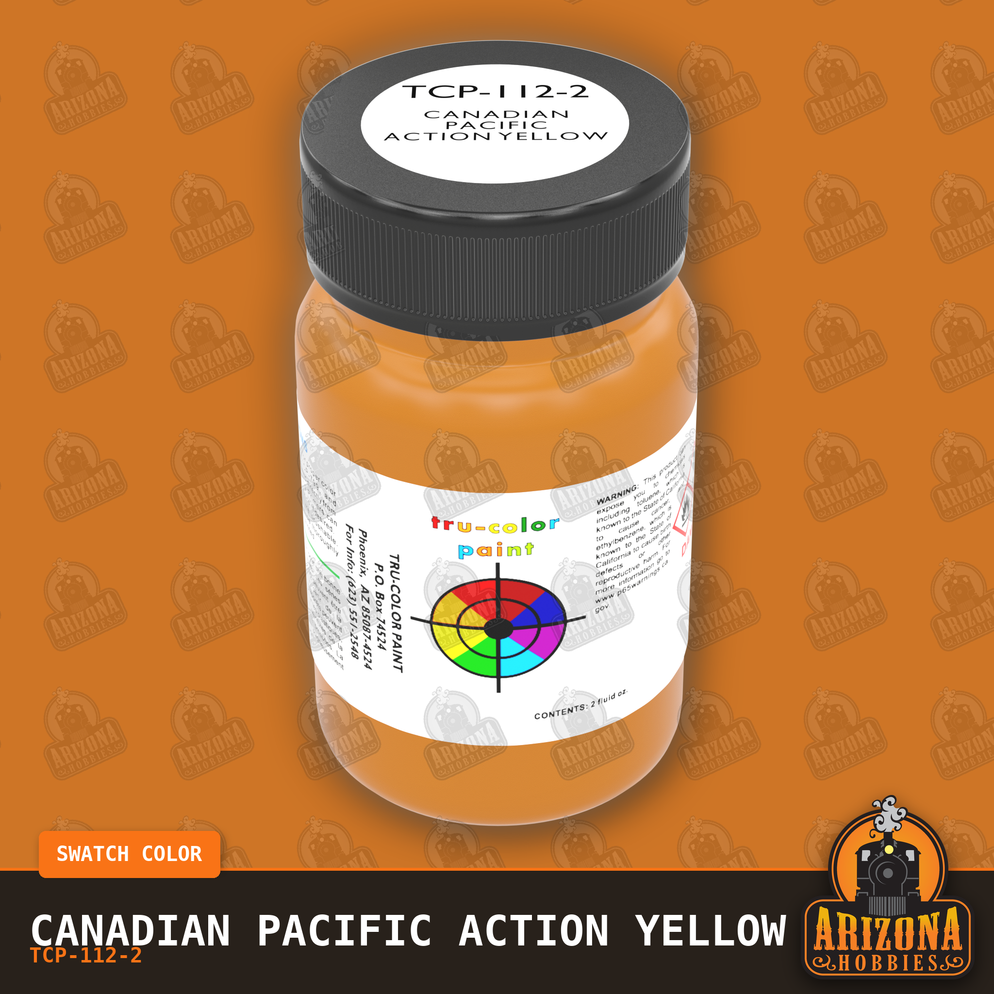 Canadian Pacific ACTION YELLOW 2-oz bottle (Air-brush) Tru-Color Paint SPECIAL ORDER ONLY-with color swatch-Arizona Hobbies