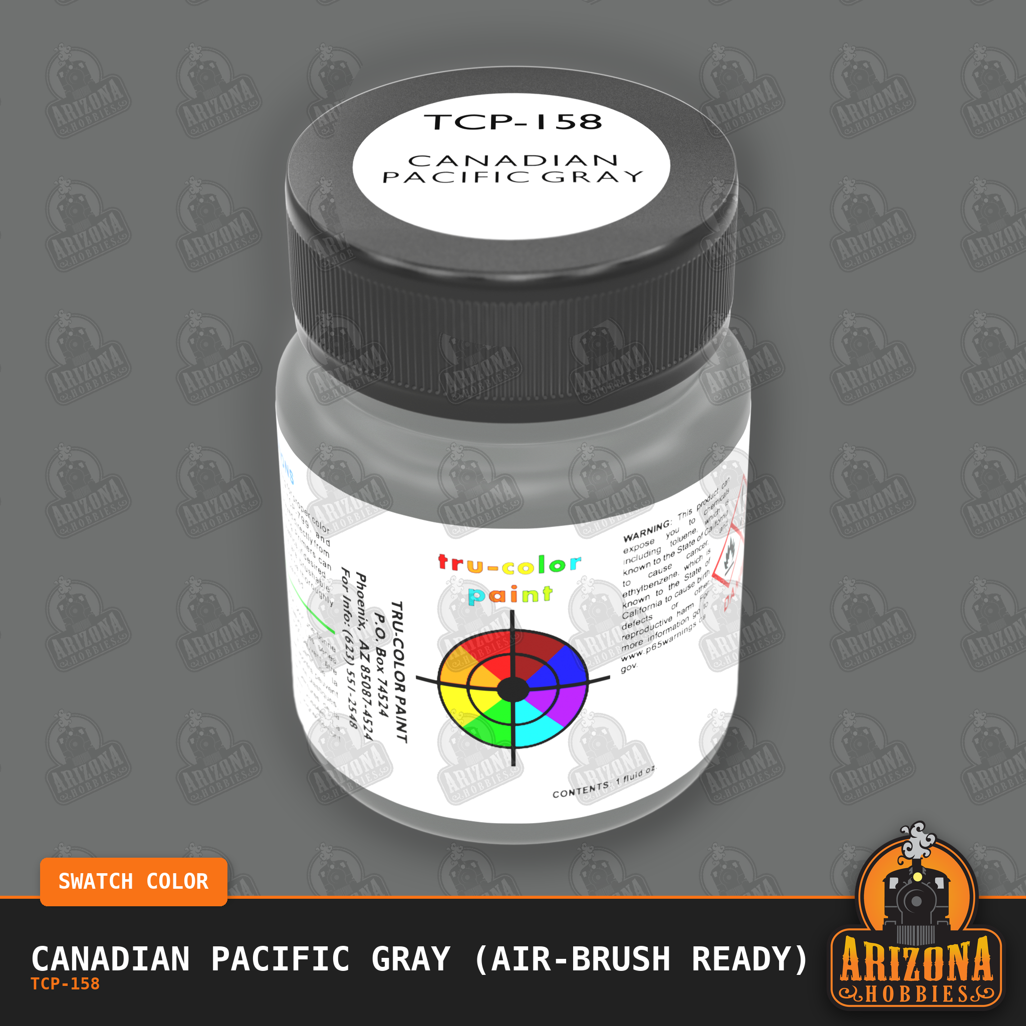 Canadian Pacific GRAY 1-oz bottle (Air-brush) Tru-Color Paint-with color swatch-Arizona Hobbies