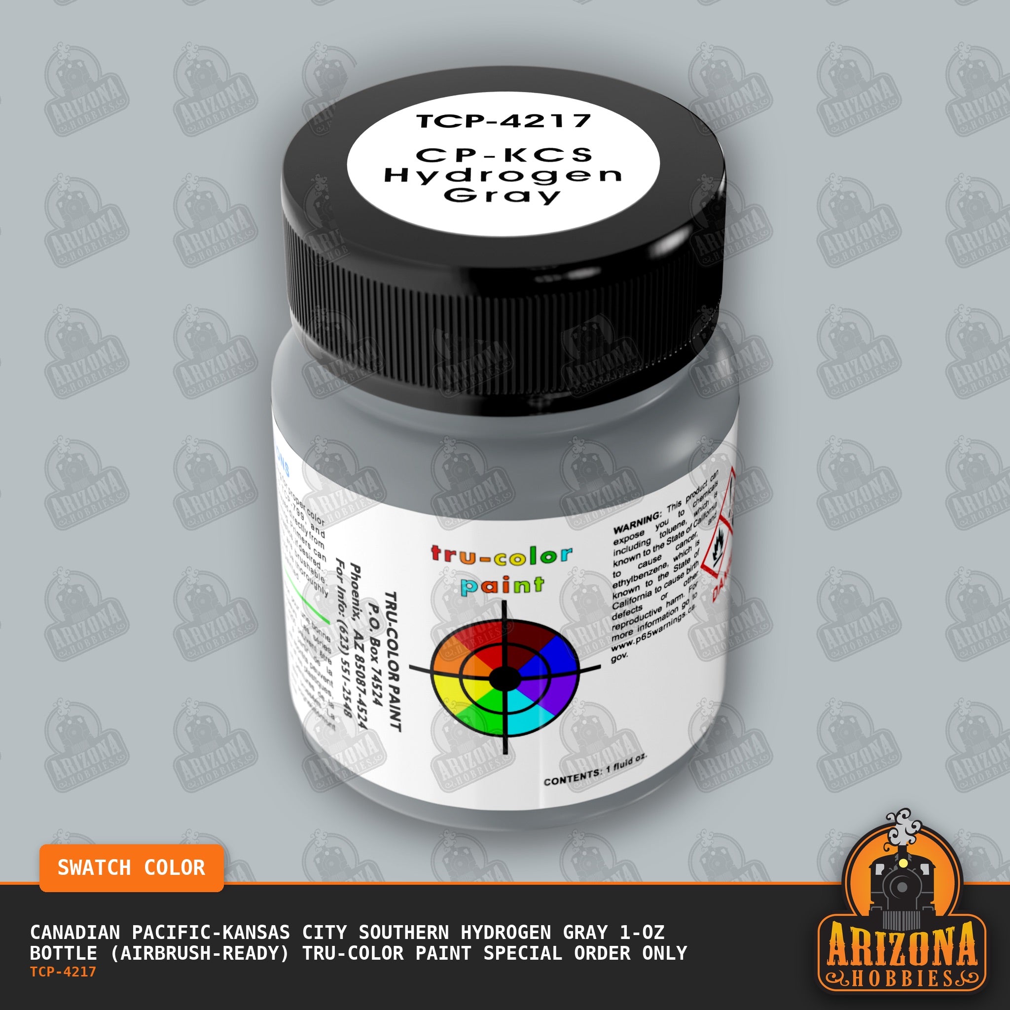 Canadian Pacific-Kansas City Southern HYDROGEN GRAY 1-oz bottle (Air-brush) Tru-Color Paint SPECIAL ORDER ONLY-with color swatch-Arizona Hobbies