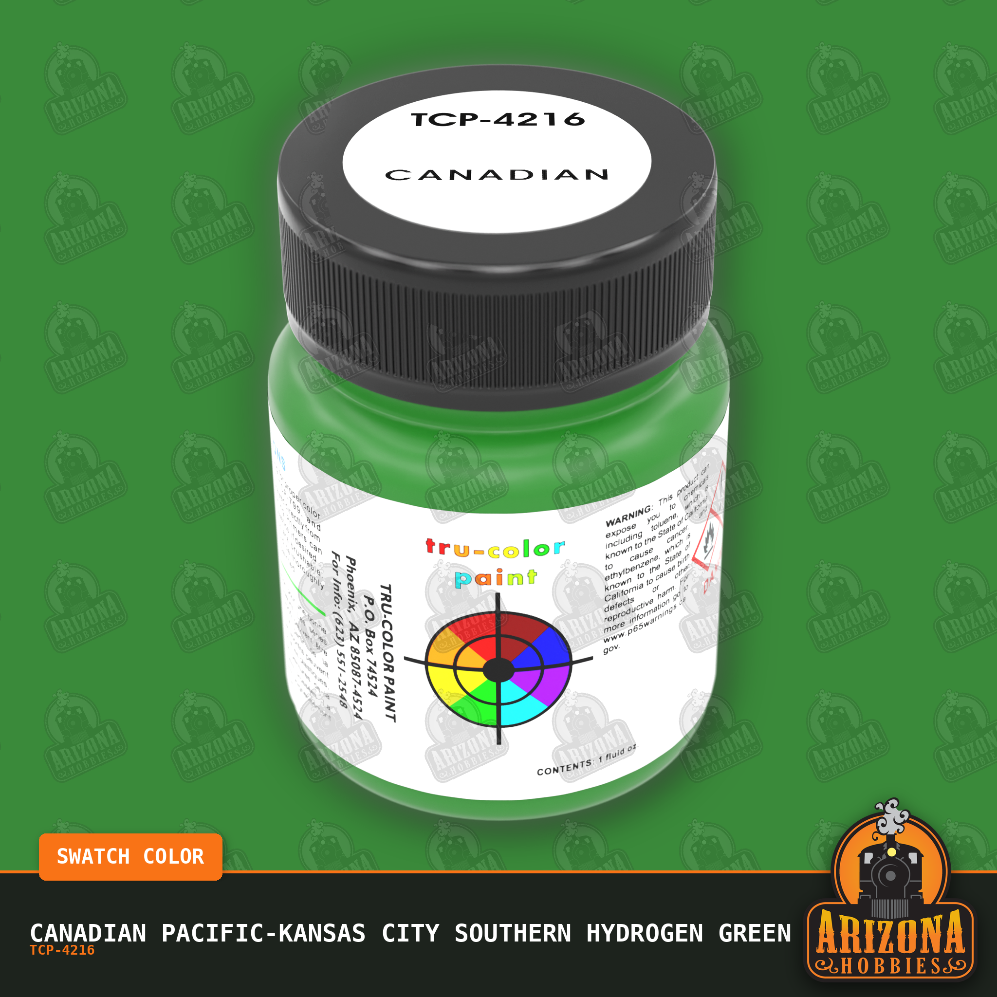 Canadian Pacific-Kansas City Southern HYDROGEN GREEN 1-oz bottle (Air-brush) Tru-Color Paint SPECIAL ORDER ONLY-with color swatch-Arizona Hobbies