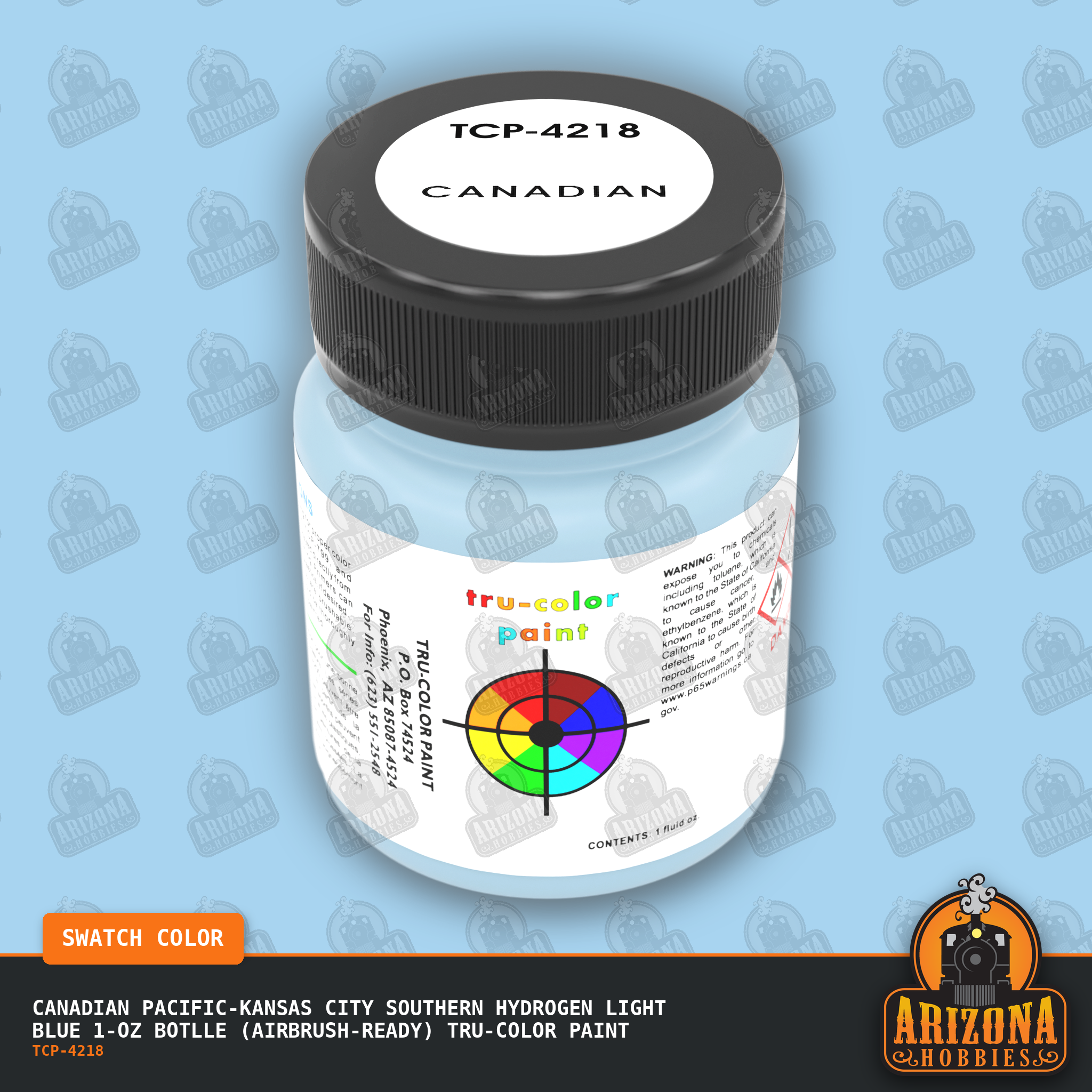 Canadian Pacific-Kansas City Southern HYDROGEN LIGHT BLUE 1-oz botlle (Air-brush) Tru-Color Paint SPECIAL ORDER ONLY-with color swatch-Arizona Hobbies