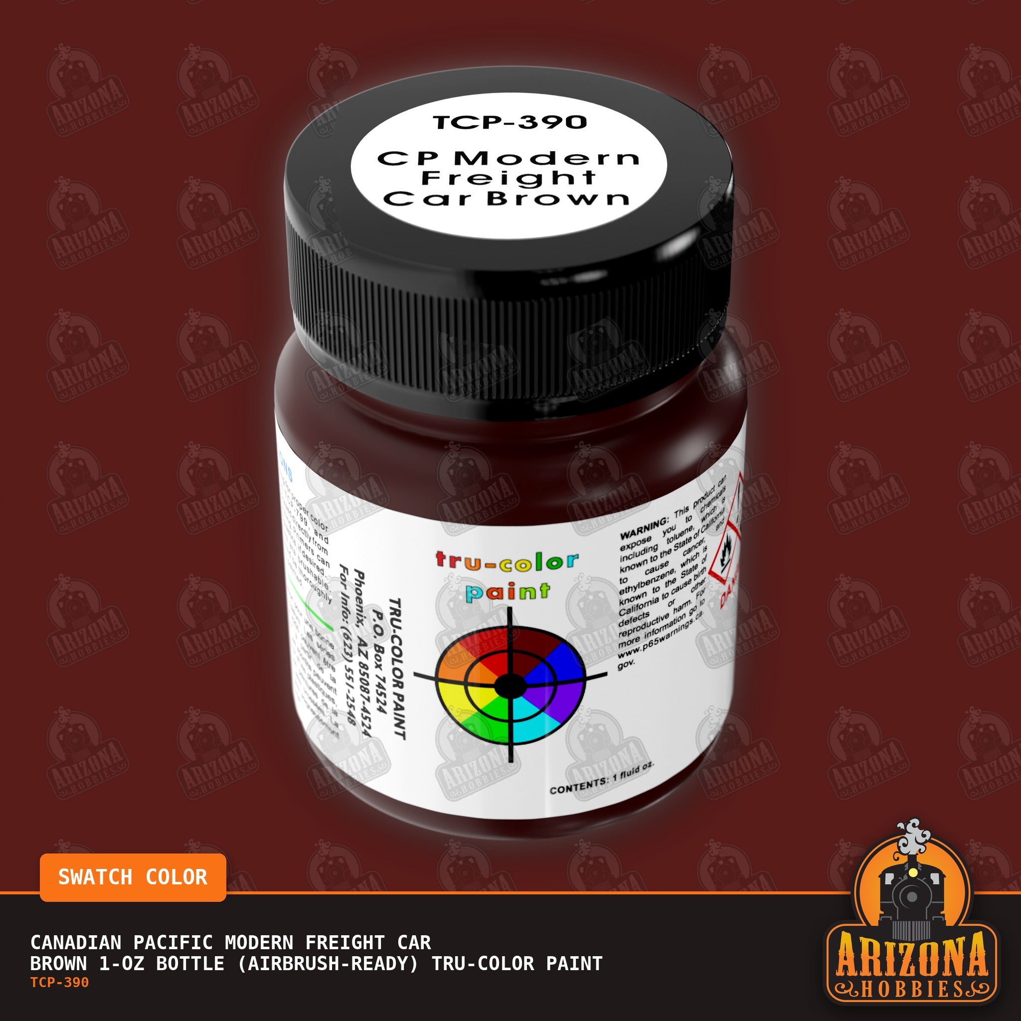 Canadian Pacific MODERN FREIGHT CAR BROWN 1-oz bottle (Air-brush) Tru-Color Paint-with color swatch-Arizona Hobbies