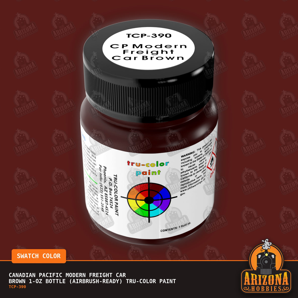 Canadian Pacific MODERN FREIGHT CAR BROWN 1-oz bottle (Air-brush) Tru-Color Paint-with color swatch-Arizona Hobbies