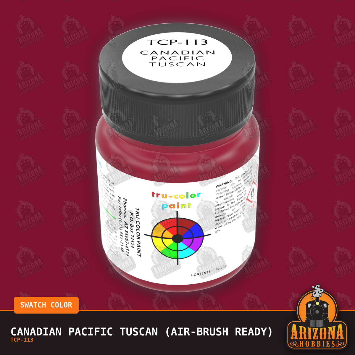 Canadian Pacific TUSCAN 1-oz bottle (Air-brush) Tru-Color Paint-with color swatch-Arizona Hobbies
