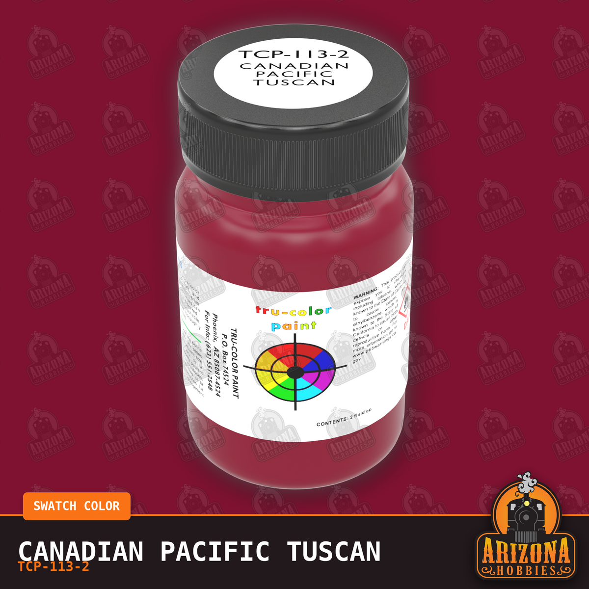 Canadian Pacific TUSCAN 2-oz bottle (Air-brush) Tru-Color Paint SPECIAL ORDER ONLY-with color swatch-Arizona Hobbies