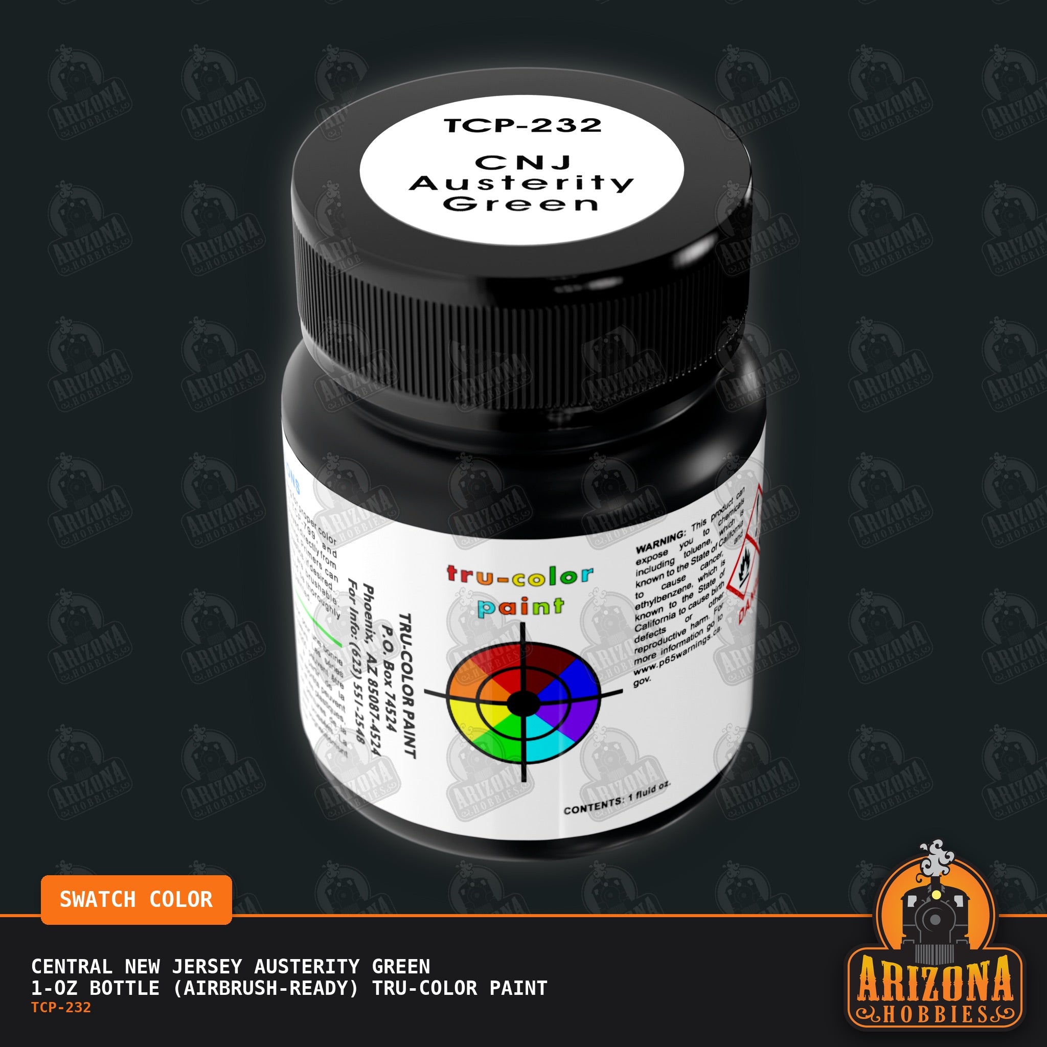 Central New Jersey AUSTERITY GREEN 1-oz bottle (Air-brush) Tru-Color Paint-with color swatch-Arizona Hobbies