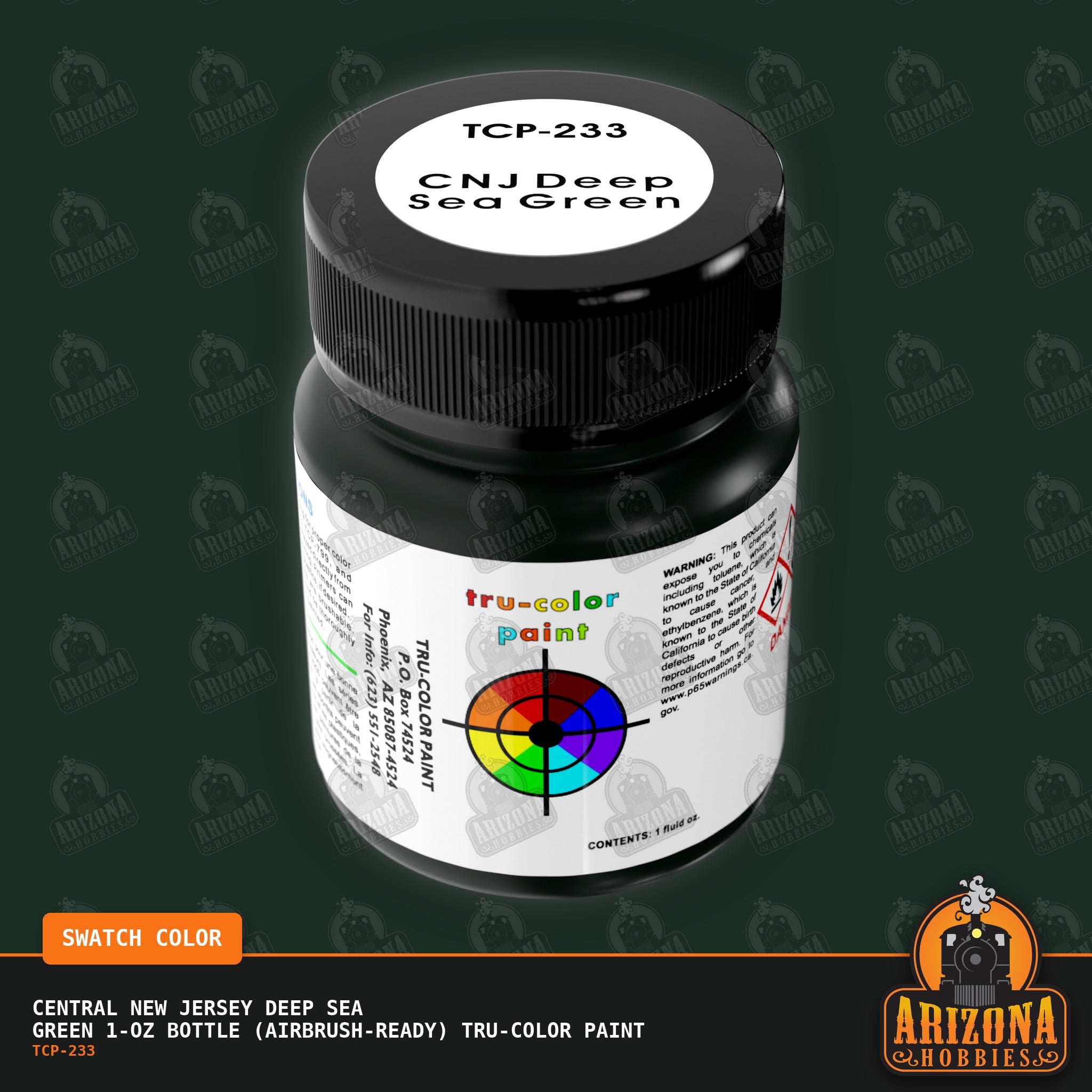 Central New Jersey DEEP SEA GREEN 1-oz bottle (Air-brush) Tru-Color Paint-with color swatch-Arizona Hobbies