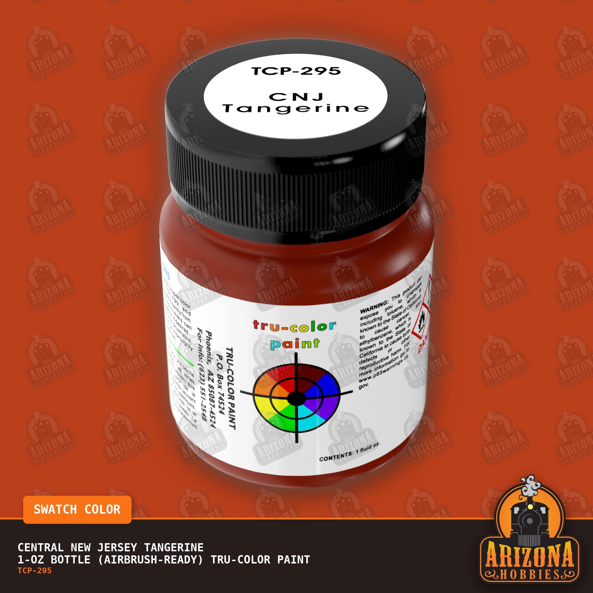 Central New Jersey TANGERINE 1-oz bottle (Air-brush) Tru-Color Paint-with color swatch-Arizona Hobbies