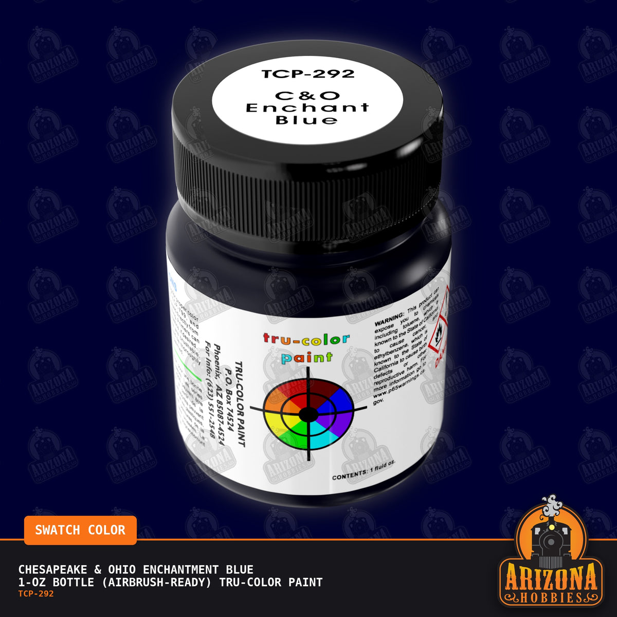 Chesapeake & Ohio ENCHANTMENT BLUE 1-oz bottle (Air-brush) Tru-Color Paint-with color swatch-Arizona Hobbies