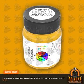 Chesapeake & Ohio and Baltimore & Ohio YELLOW 1-oz bottle (Air-brush) Tru-Color Paint-with color swatch-Arizona Hobbies