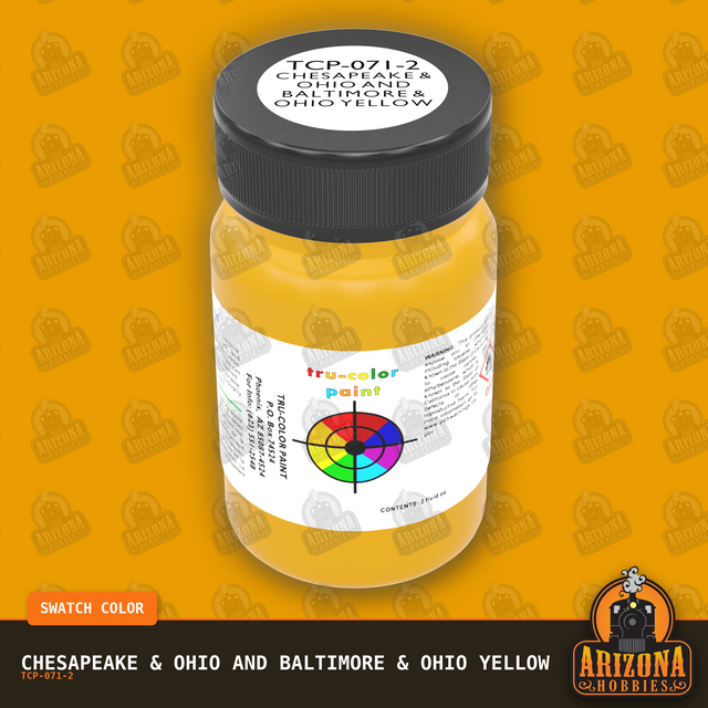 Chesapeake & Ohio and Baltimore & Ohio YELLOW 2-oz bottle (Air-brush) Tru-Color Paint SPECIAL ORDER ONLY-with color swatch-Arizona Hobbies