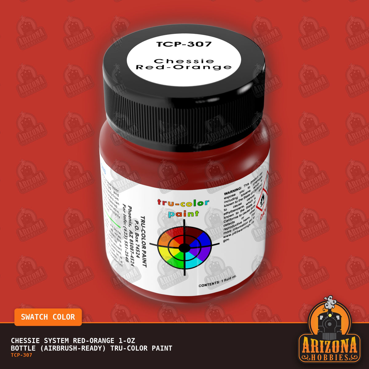 Chessie System RED-ORANGE 1-oz bottle (Air-brush) Tru-Color Paint-with color swatch-Arizona Hobbies