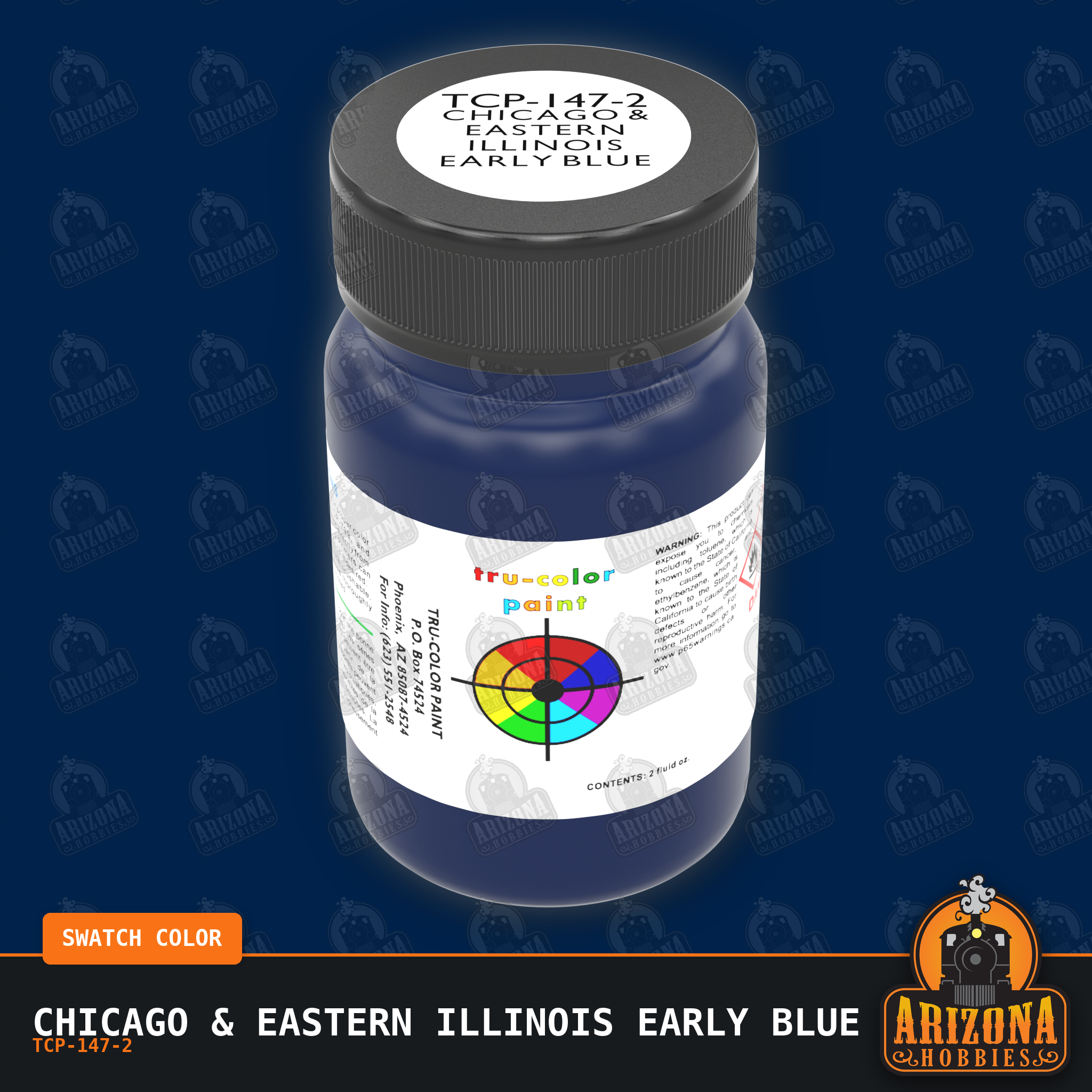 Chicago & Eastern Illinois EARLY BLUE 2-oz bottle (Air-brush) Tru-Color Paint SPECIAL ORDER ONLY-with color swatch-Arizona Hobbies