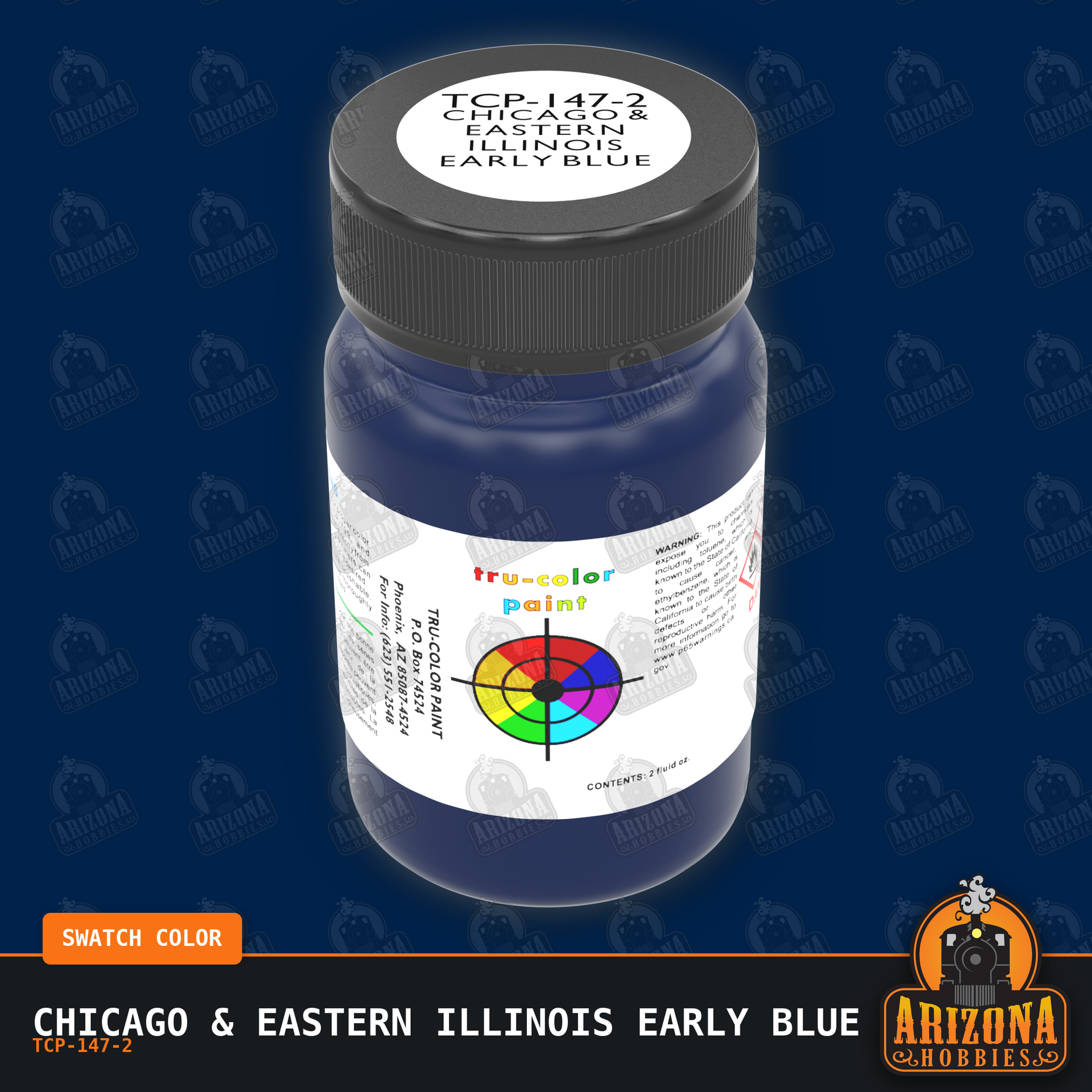 Chicago & Eastern Illinois EARLY BLUE 2-oz bottle (Air-brush) Tru-Color Paint SPECIAL ORDER ONLY-with color swatch-Arizona Hobbies