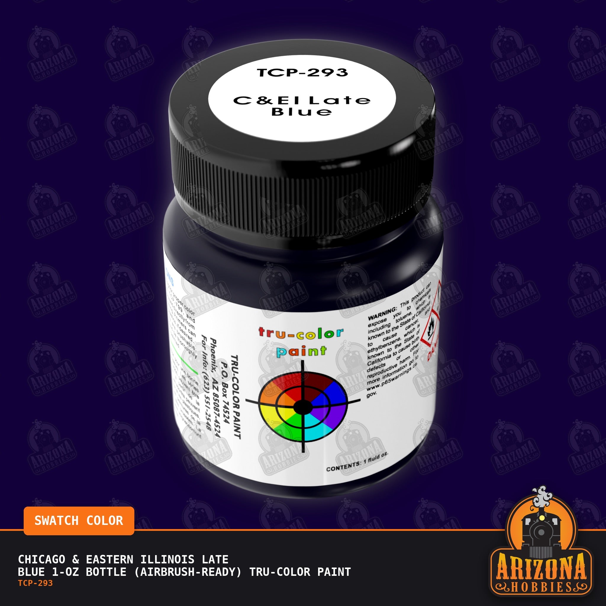 Chicago & Eastern Illinois LATE BLUE 1-oz bottle (Air-brush) Tru-Color Paint-with color swatch-Arizona Hobbies