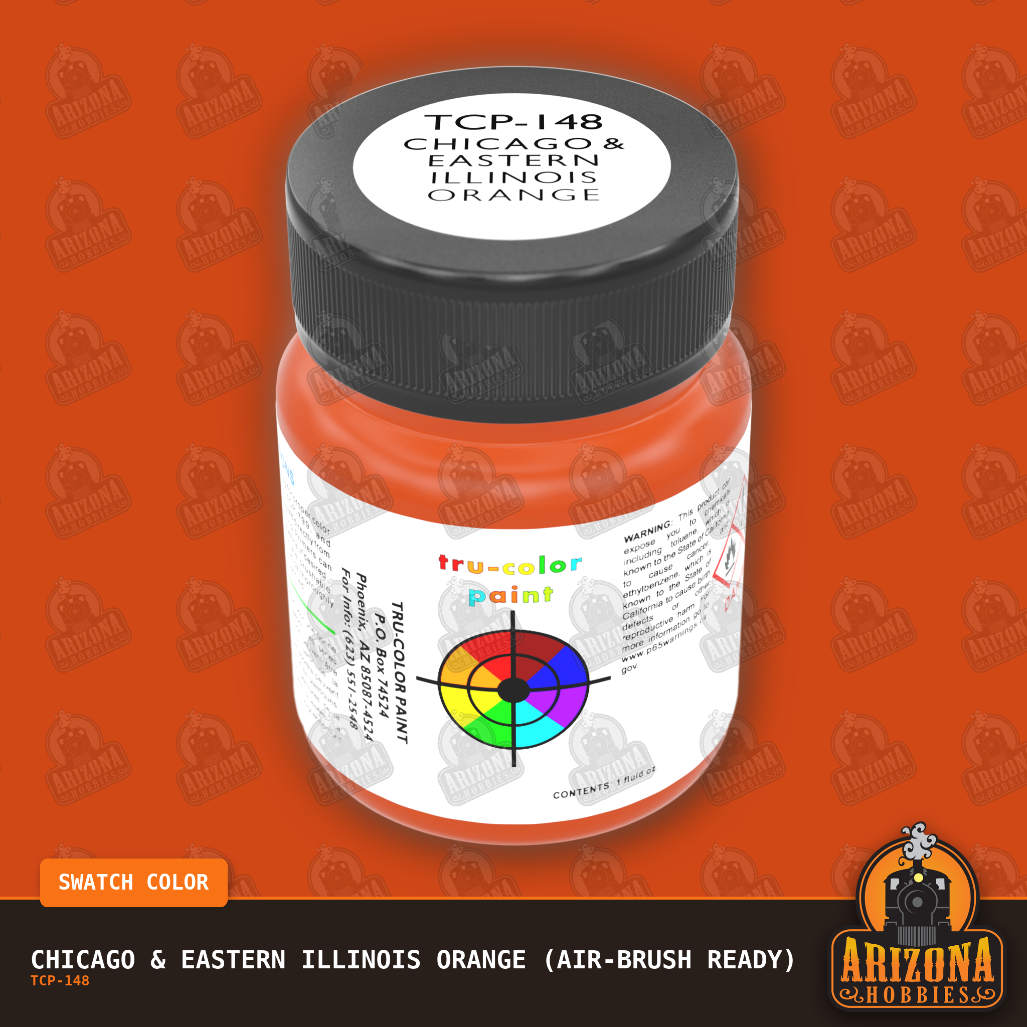 Chicago & Eastern Illinois ORANGE 1-oz bottle (Air-brush) Tru-Color Paint-with color swatch-Arizona Hobbies