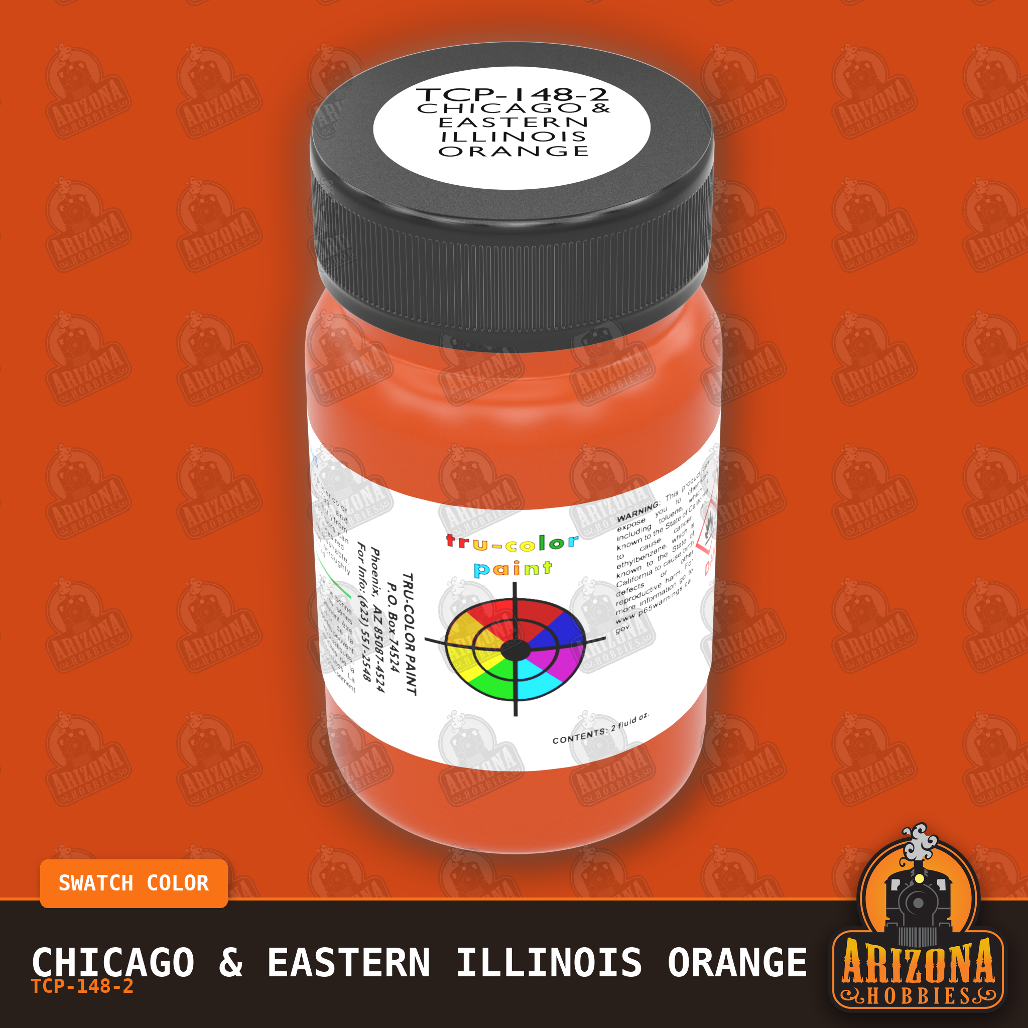 Chicago & Eastern Illinois ORANGE 2-oz bottle (Air-brush) Tru-Color Paint SPECIAL ORDER ONLY-with color swatch-Arizona Hobbies