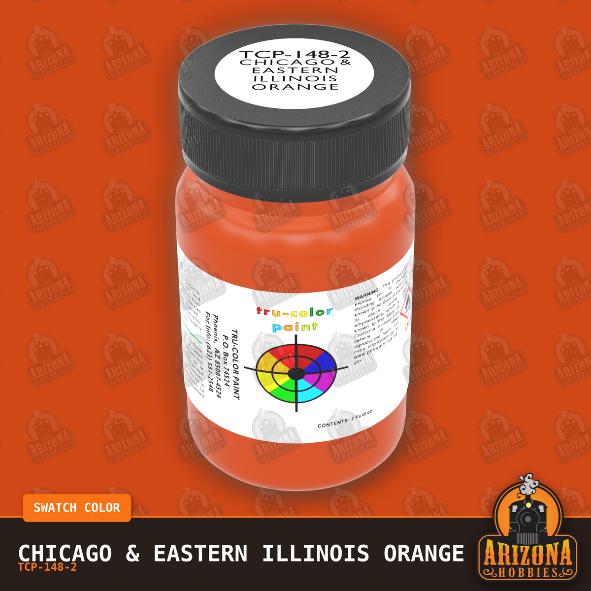Chicago & Eastern Illinois ORANGE 2-oz bottle (Air-brush) Tru-Color Paint SPECIAL ORDER ONLY-with color swatch-Arizona Hobbies