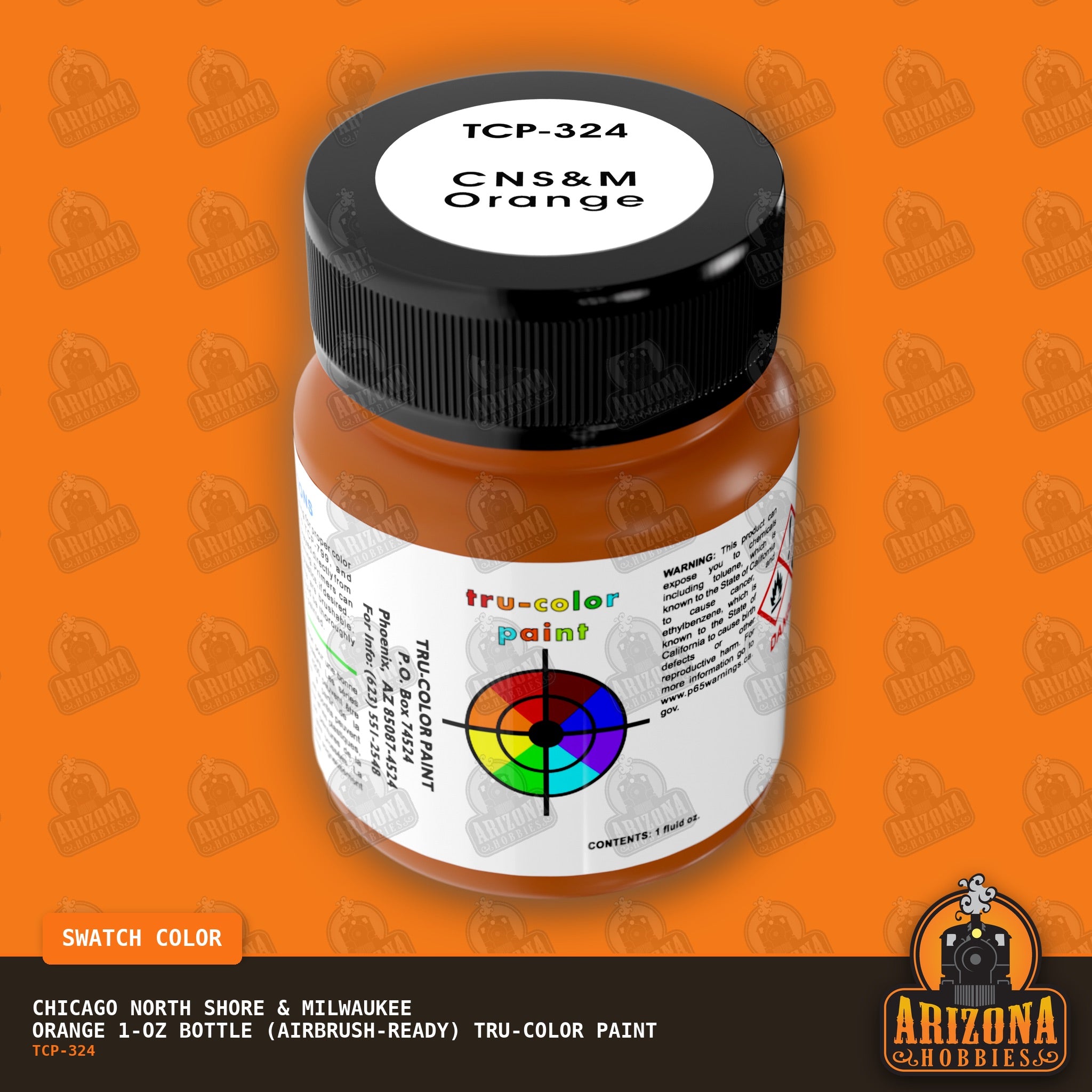 Chicago North Shore & Milwaukee ORANGE 1-oz bottle (Air-brush) Tru-Color Paint-with color swatch-Arizona Hobbies