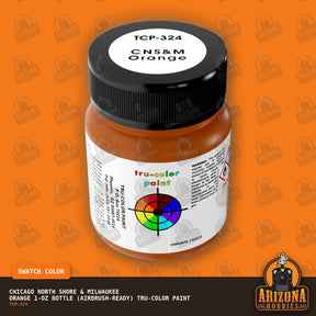 Chicago North Shore & Milwaukee ORANGE 1-oz bottle (Air-brush) Tru-Color Paint-with color swatch-Arizona Hobbies