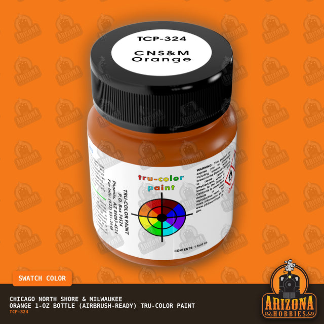 Chicago North Shore & Milwaukee ORANGE 1-oz bottle (Air-brush) Tru-Color Paint-with color swatch-Arizona Hobbies
