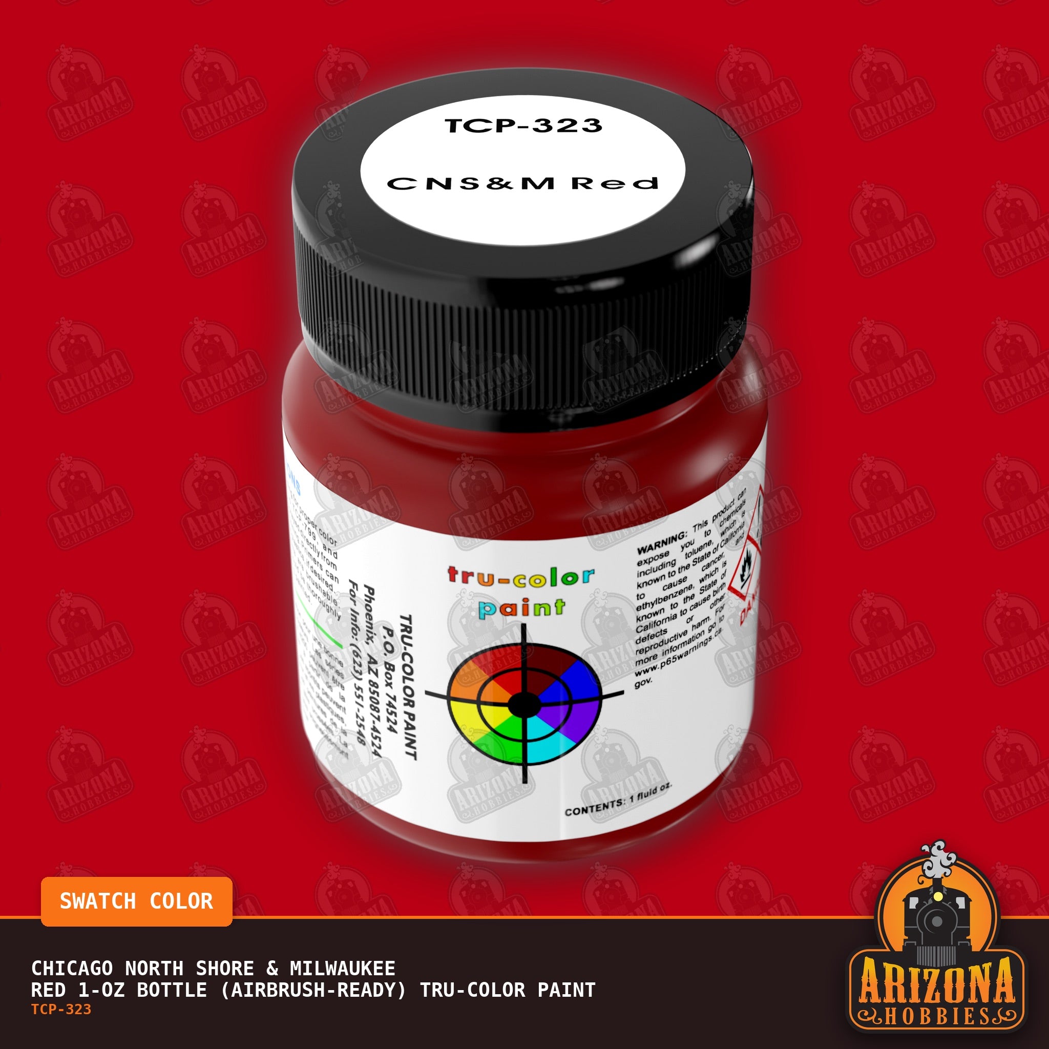 Chicago North Shore & Milwaukee RED 1-oz bottle (Air-brush) Tru-Color Paint-with color swatch-Arizona Hobbies
