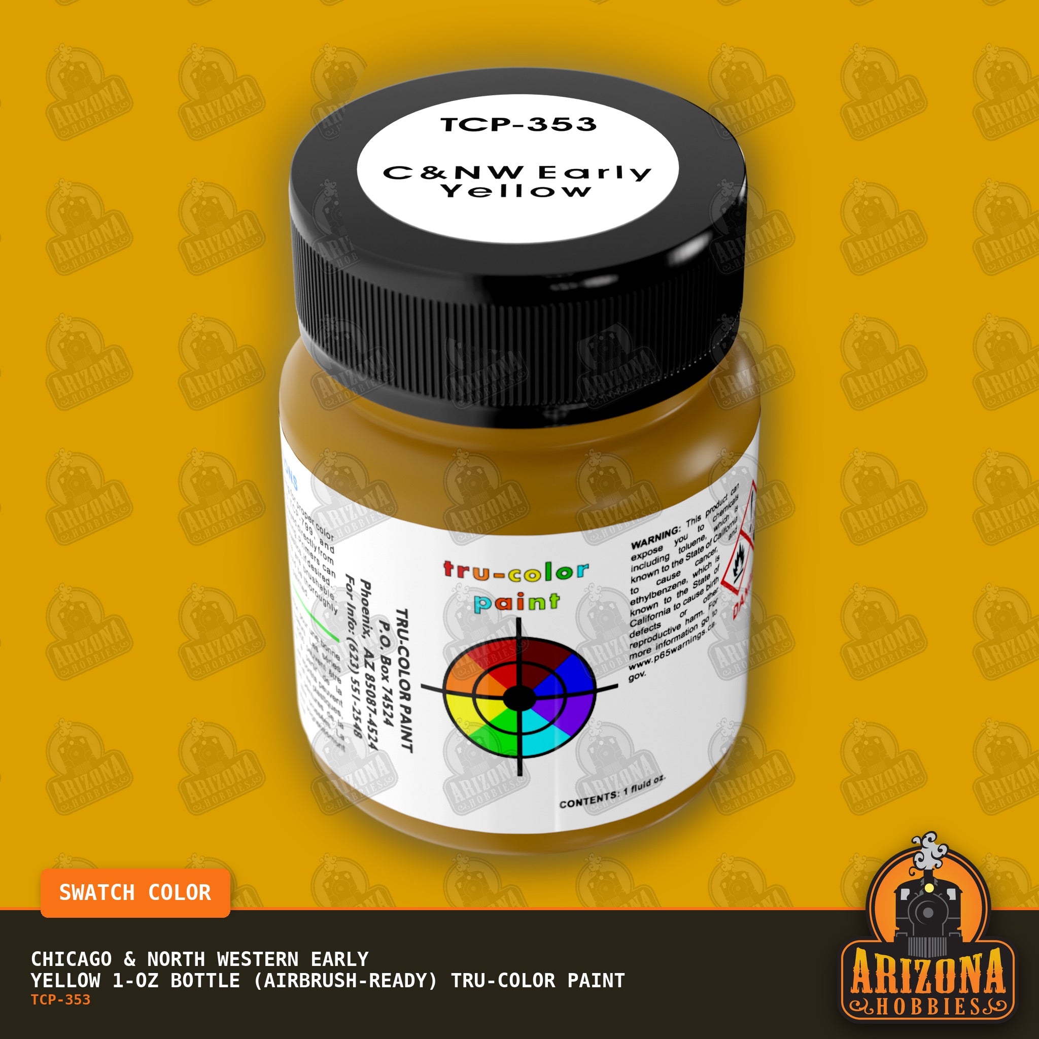 Chicago & North Western EARLY YELLOW 1-oz bottle (Air-brush) Tru-Color Paint-with color swatch-Arizona Hobbies