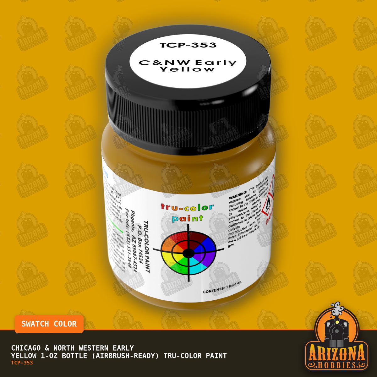 Chicago & North Western EARLY YELLOW 1-oz bottle (Air-brush) Tru-Color Paint-with color swatch-Arizona Hobbies