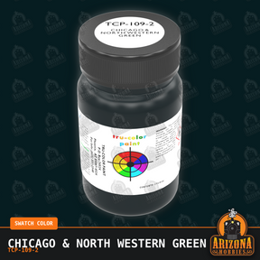 Chicago & North Western GREEN 2-oz bottle (Air-brush) Tru-Color Paint SPECIAL ORDER ONLY-with color swatch-Arizona Hobbies