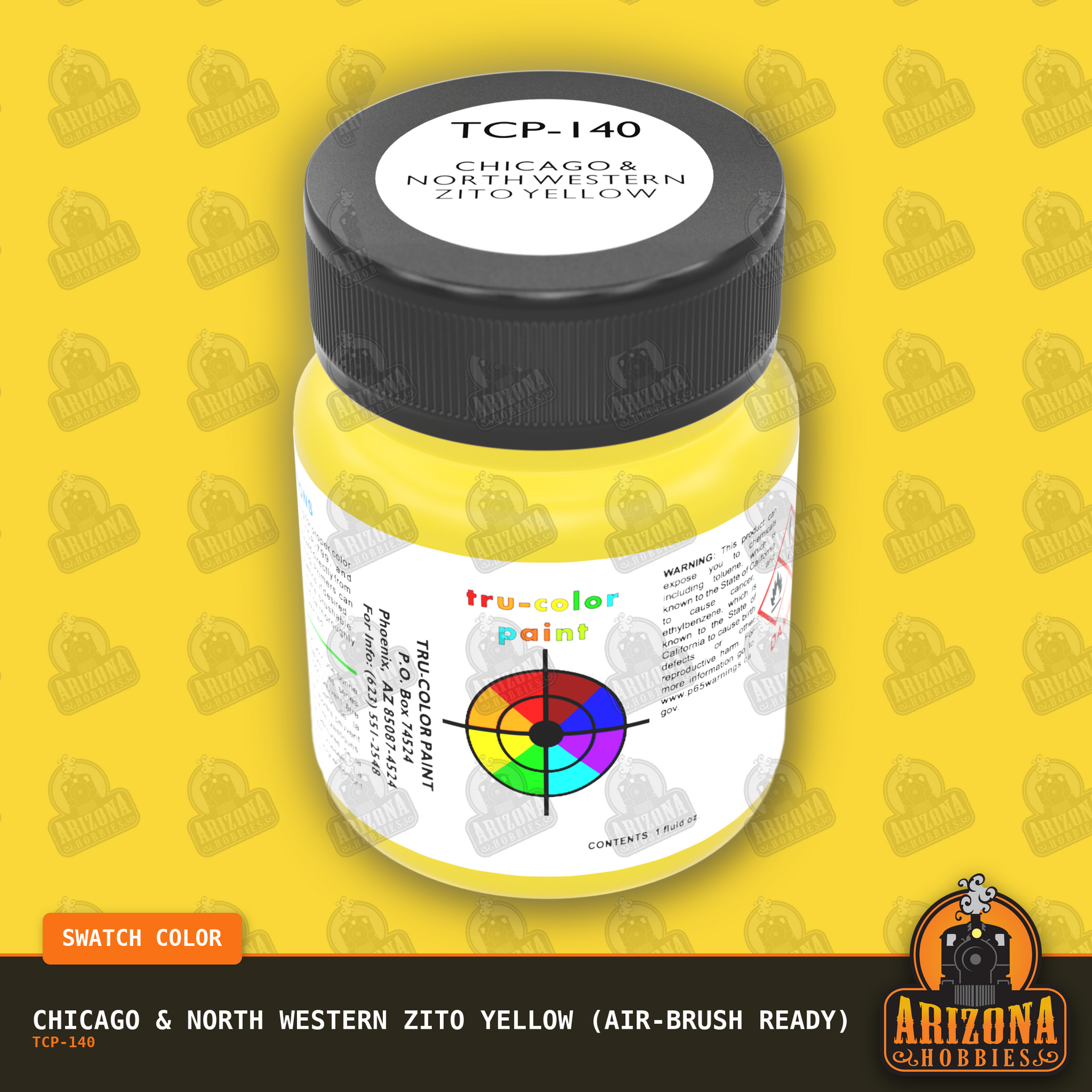 Chicago & North Western ZITO YELLOW 1-oz bottle (Air-brush) Tru-Color Paint-with color swatch-Arizona Hobbies