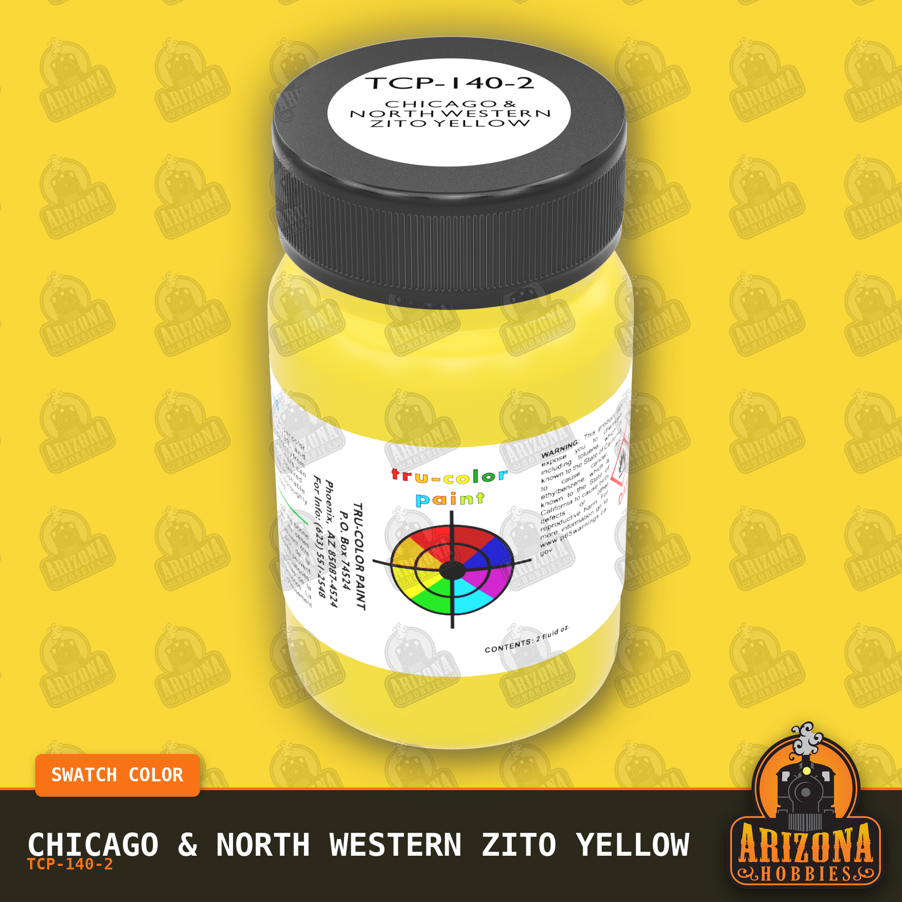 Chicago & North Western ZITO YELLOW 2-oz bottle (Air-brush) Tru-Color Paint SPECIAL ORDER ONLY-with color swatch-Arizona Hobbies