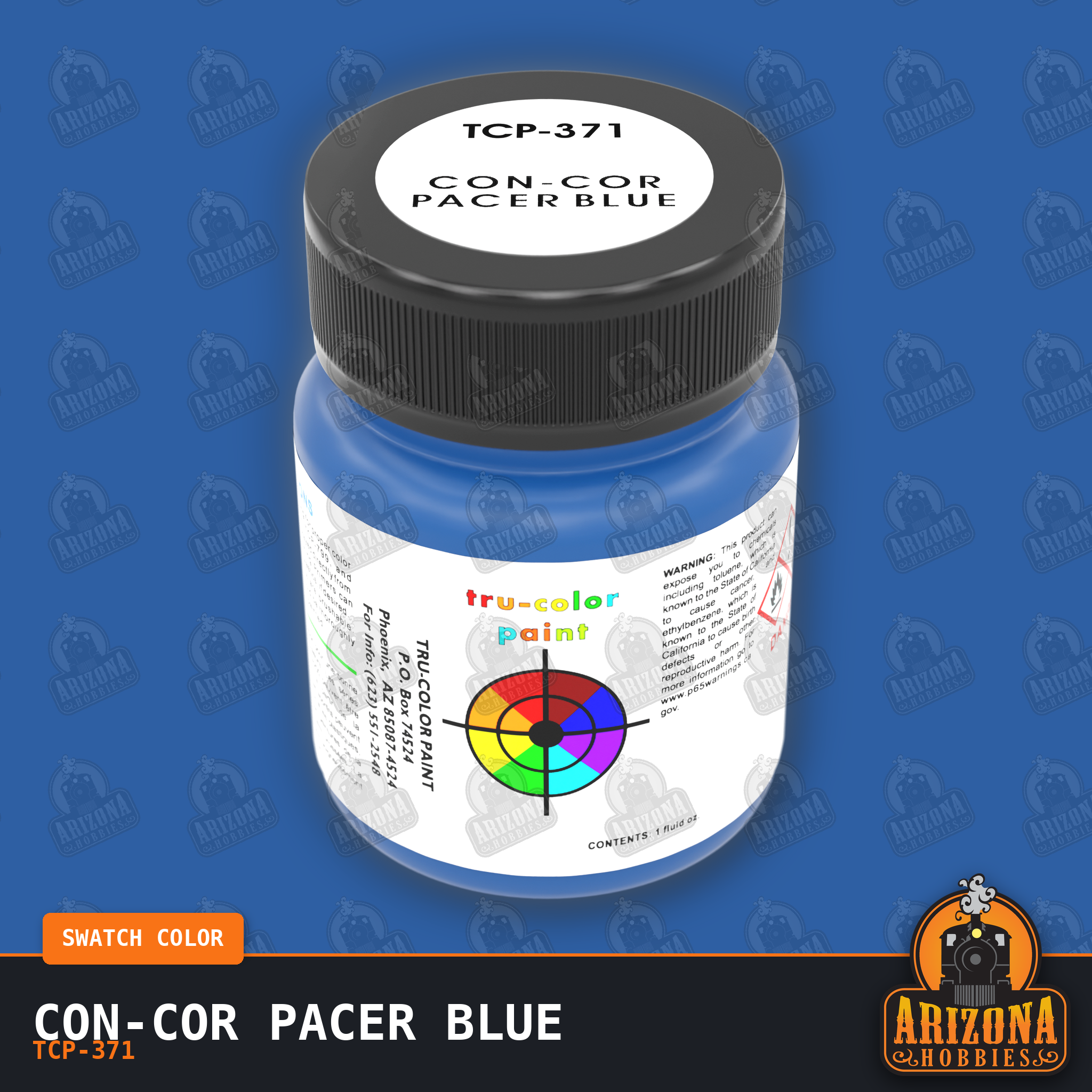 Con-Cor PACER BLUE 1-oz bottle (Air-brush) Tru-Color Paint SPECIAL ORDER ONLY-with color swatch-Arizona Hobbies