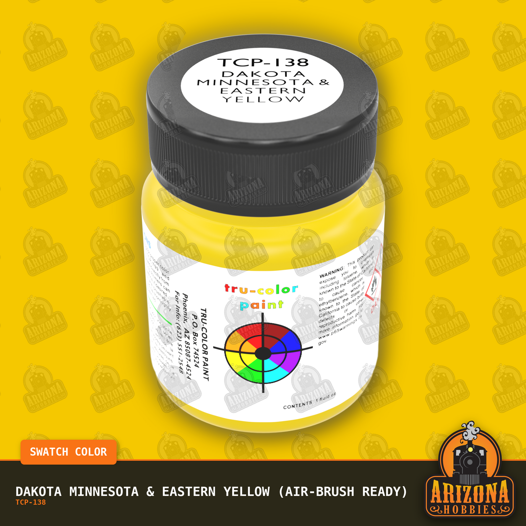 Dakota Minnesota & Eastern YELLOW 1-oz bottle (Air-brush) Tru-Color Paint-with color swatch-Arizona Hobbies