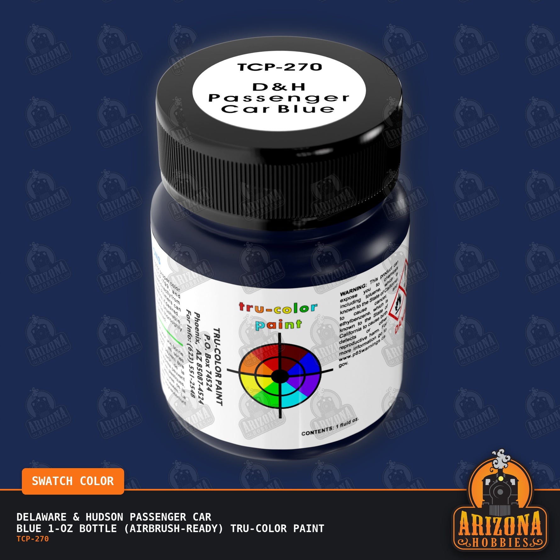 Delaware & Hudson PASSENGER CAR BLUE 1-oz bottle (Air-brush) Tru-Color Paint-with color swatch-Arizona Hobbies