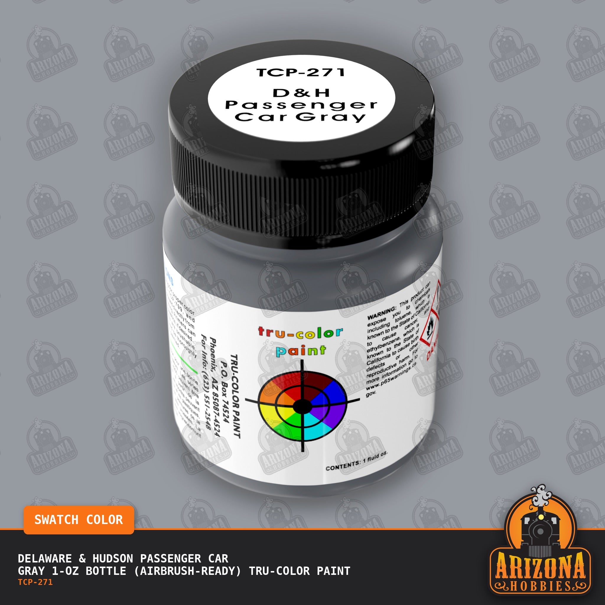 Delaware & Hudson PASSENGER CAR GRAY 1-oz bottle (Air-brush) Tru-Color Paint-with color swatch-Arizona Hobbies
