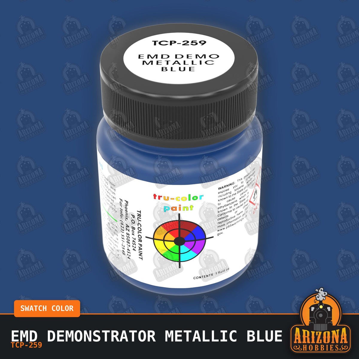EMD Demonstrator METALLIC BLUE 1-oz bottle (Air-brush) Tru-Color Paint-with color swatch-Arizona Hobbies