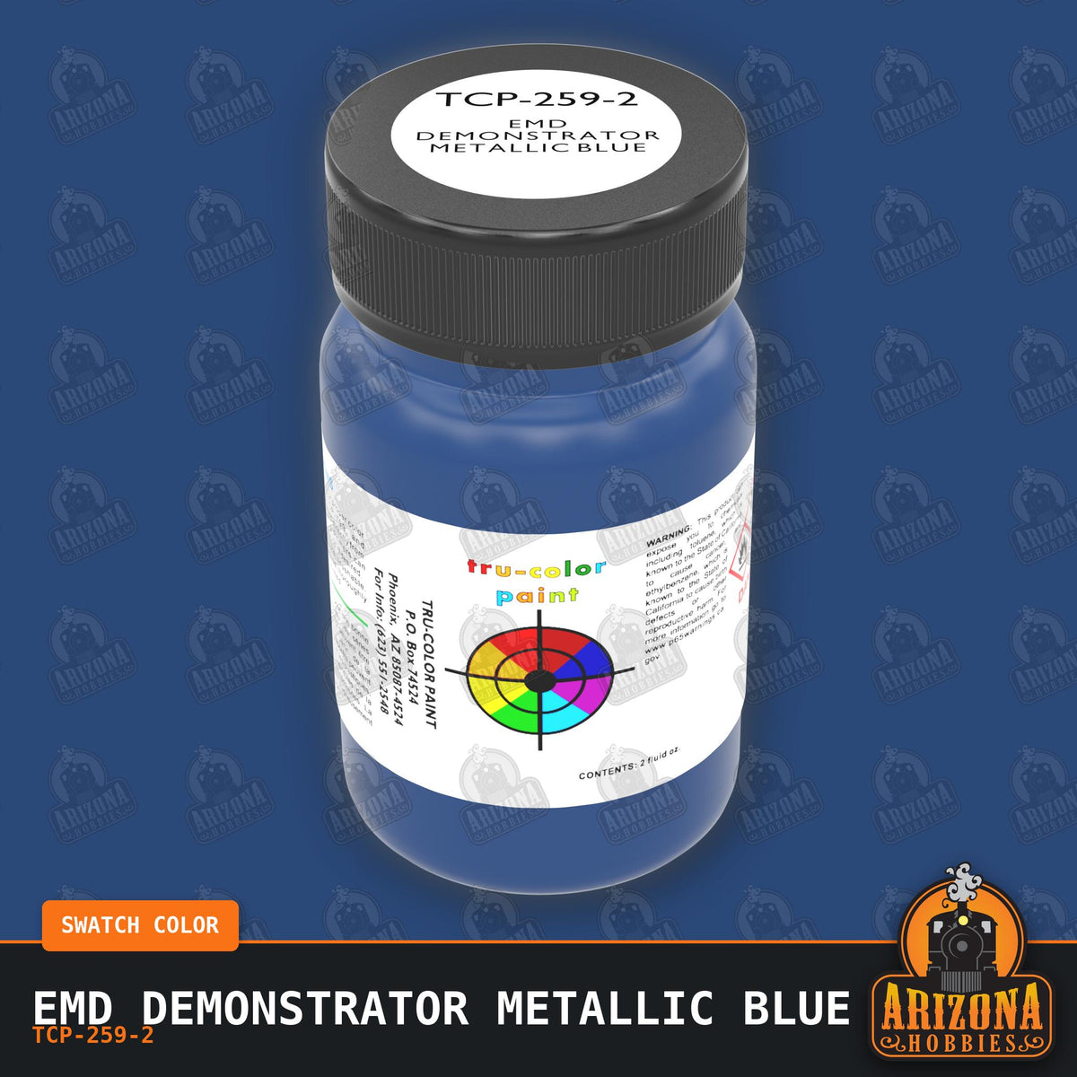 EMD Demonstrator METALLIC BLUE 2-oz bottle (Air-brush) Tru-Color Paint SPECIAL ORDER ONLY-with color swatch-Arizona Hobbies