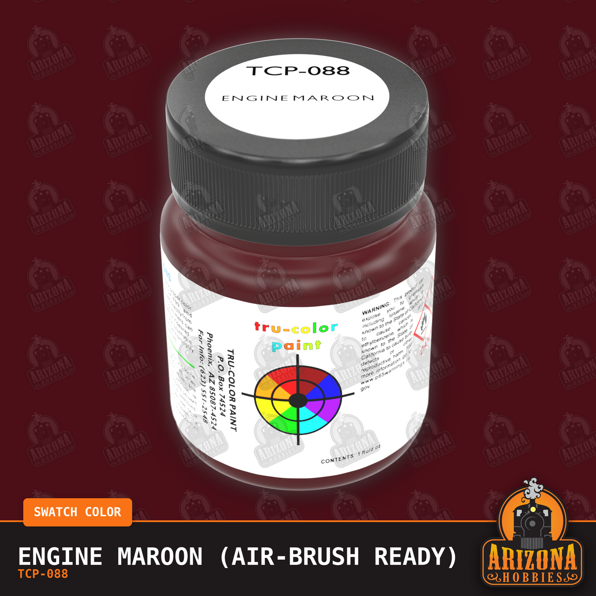 ENGINE MAROON 1-oz bottle (Air-brush) Tru-Color Paint-with color swatch-Arizona Hobbies