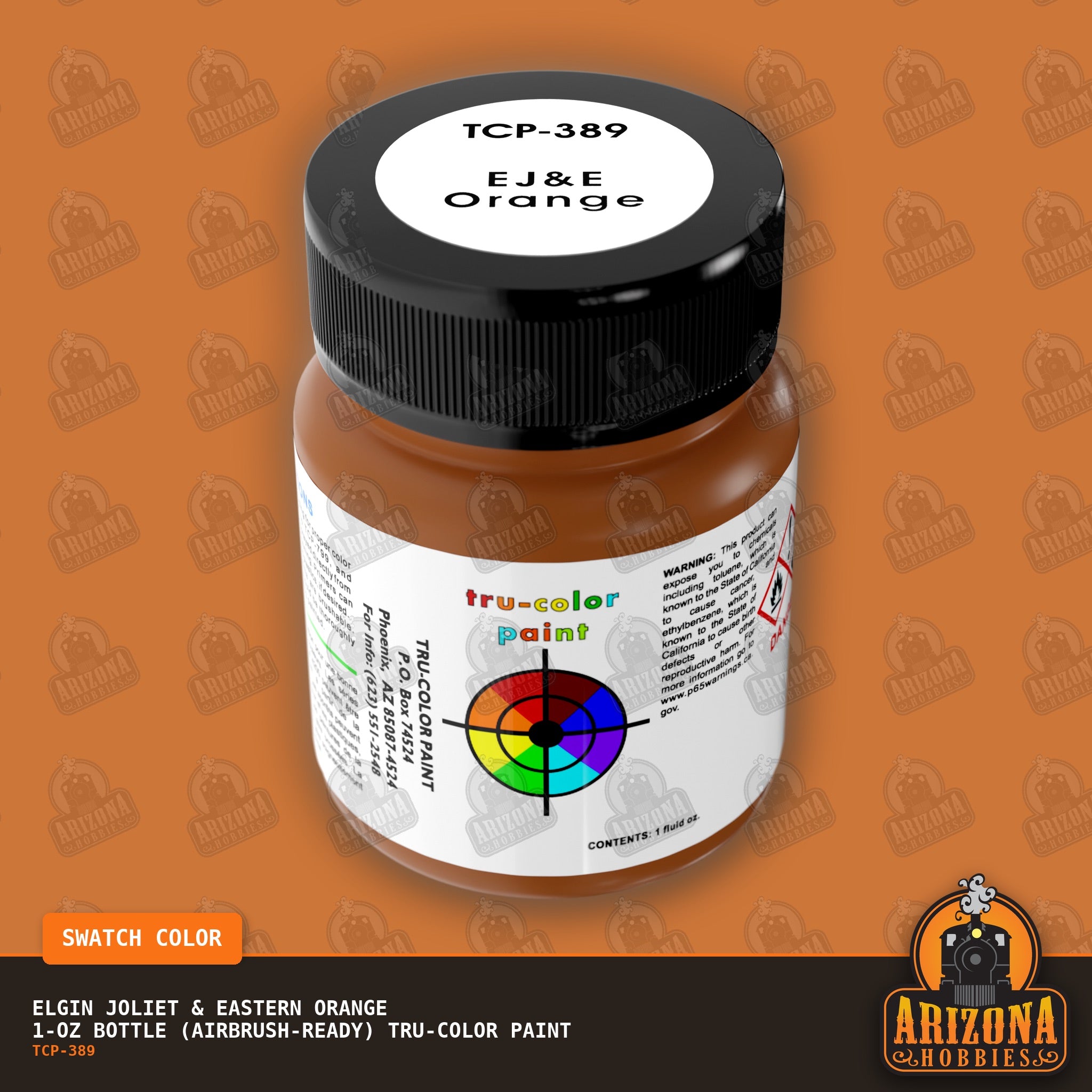 Elgin Joliet & Eastern ORANGE 1-oz bottle (Air-brush) Tru-Color Paint-with color swatch-Arizona Hobbies