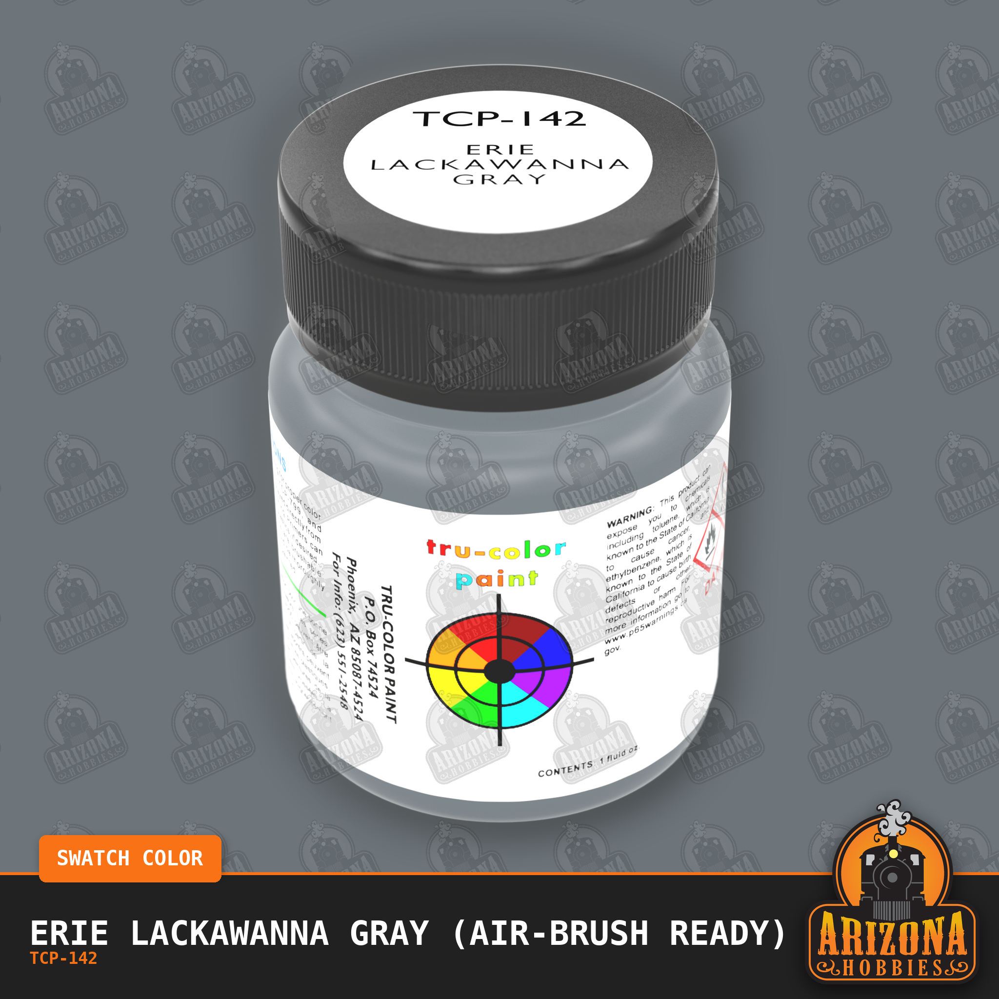 Erie Lackawanna GRAY 1-oz bottle (Air-brush) Tru-Color Paint-with color swatch-Arizona Hobbies