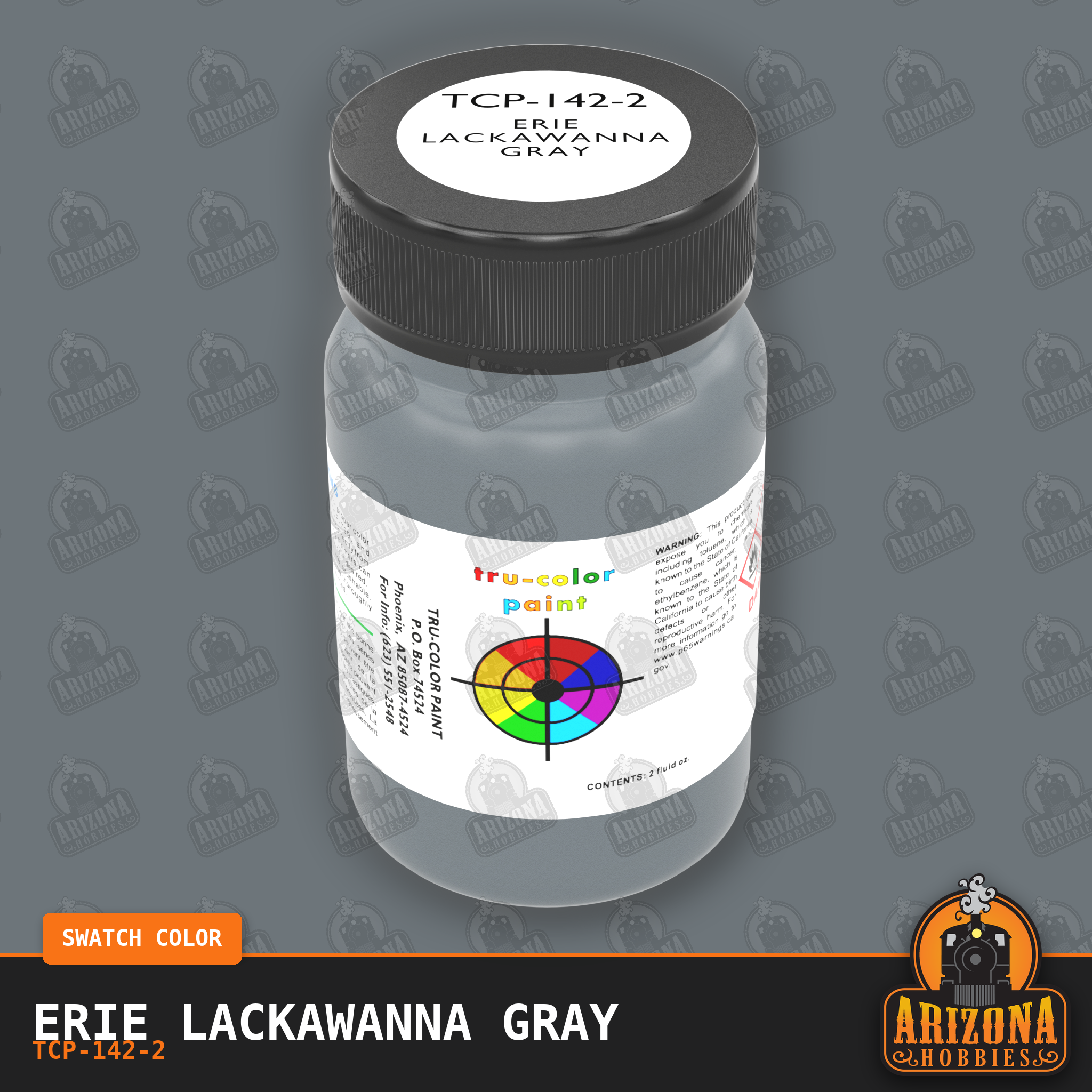 Erie Lackawanna GRAY 2-oz bottle (Air-brush) Tru-Color Paint SPECIAL ORDER ONLY-with color swatch-Arizona Hobbies