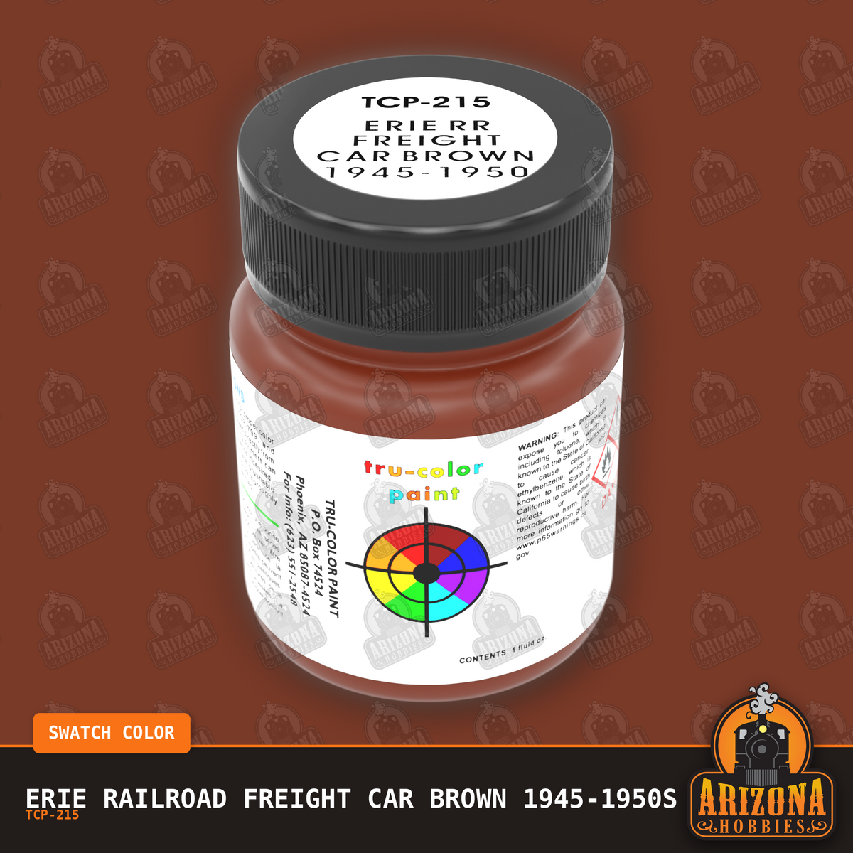 Erie Railroad FREIGHT CAR BROWN 1945-1950s 1-oz bottle (Air-brush) Tru-Color Paint SPECIAL ORDER ONLY-with color swatch-Arizona Hobbies