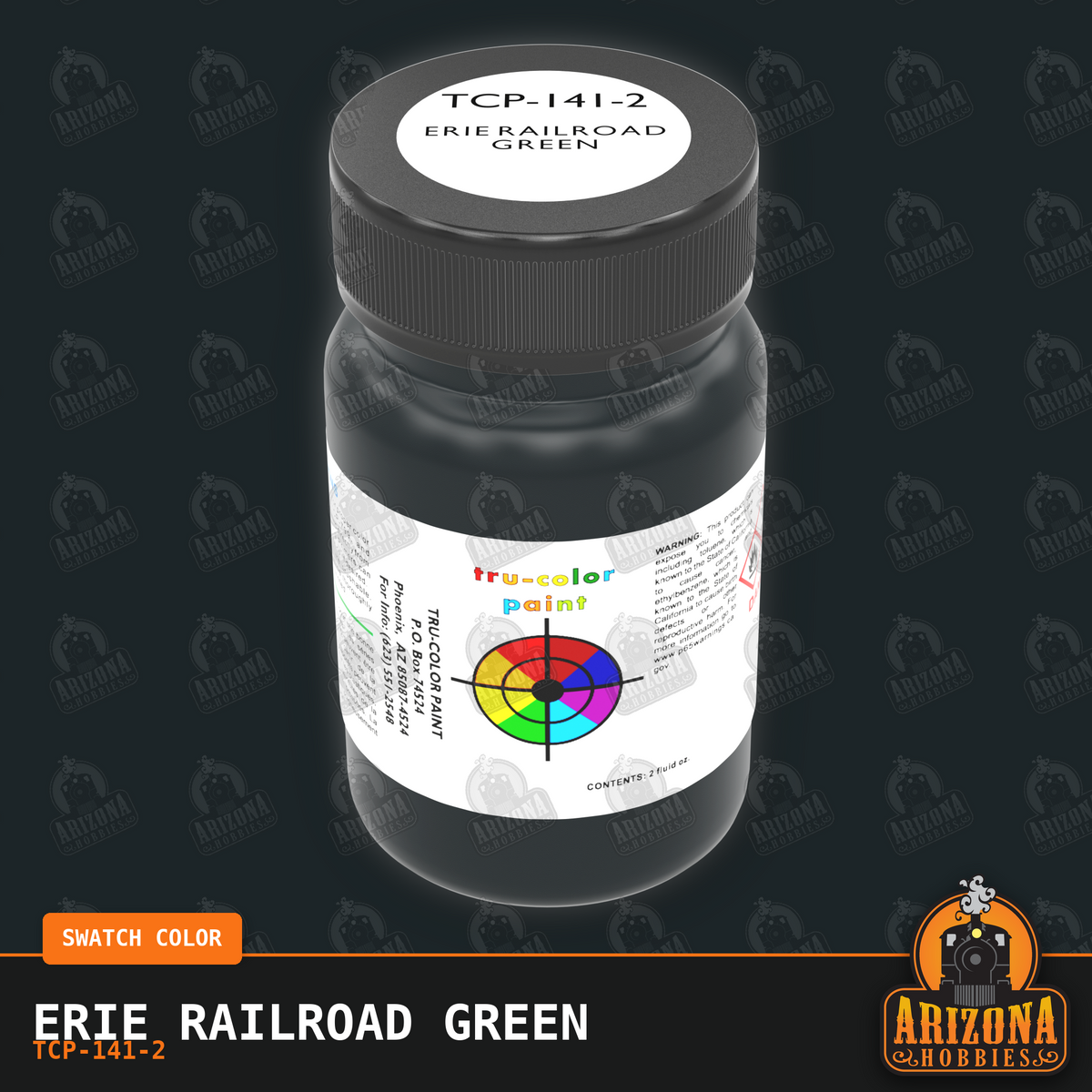 Erie Railroad GREEN 2-oz bottle (Air-brush) Tru-Color Paint SPECIAL ORDER ONLY-with color swatch-Arizona Hobbies