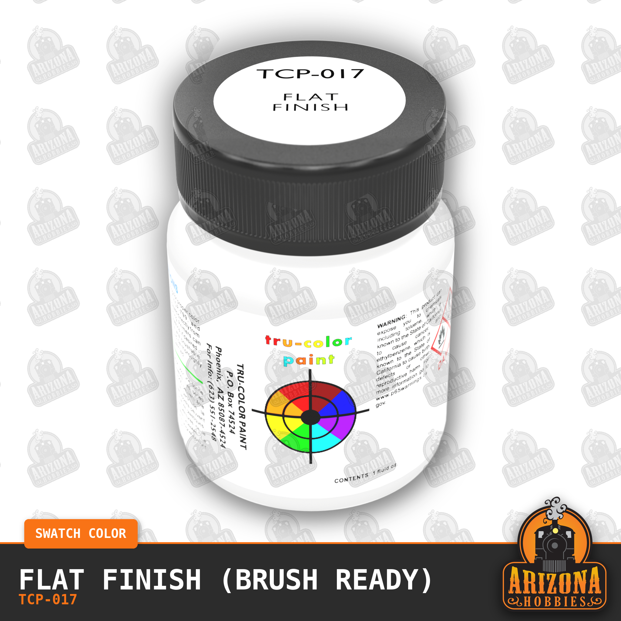 FLAT Clear Finish 1-oz bottle (Air-brush) Tru-Color Paint-with color swatch-Arizona Hobbies