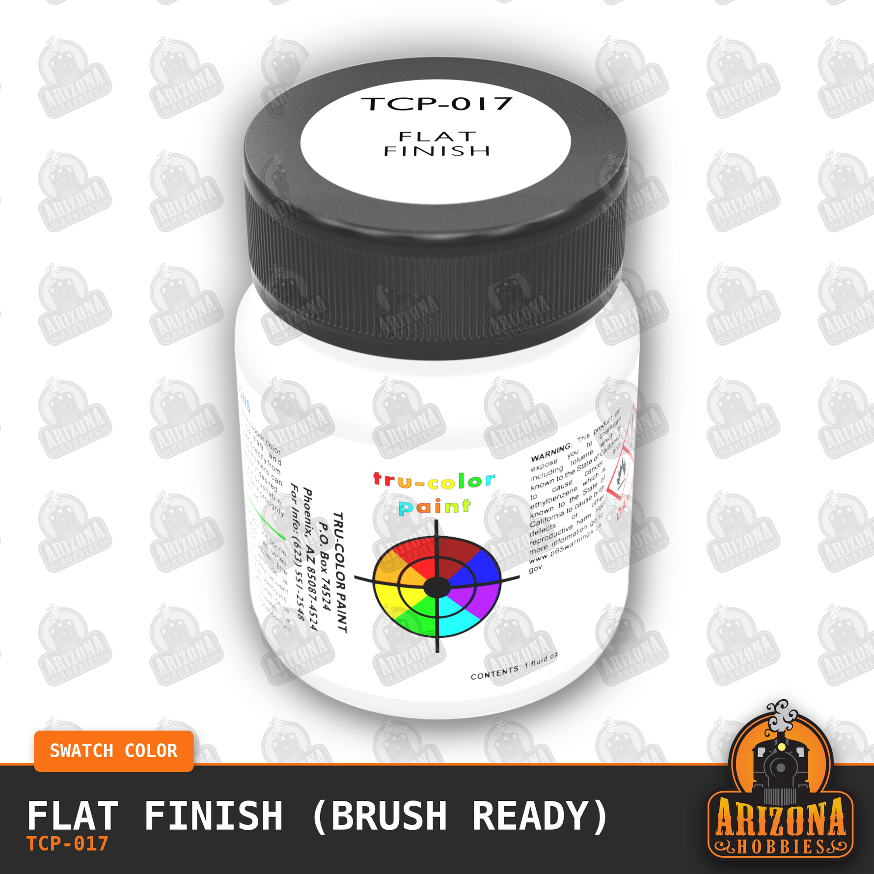FLAT Clear Finish 1-oz bottle (Air-brush) Tru-Color Paint-with color swatch-Arizona Hobbies