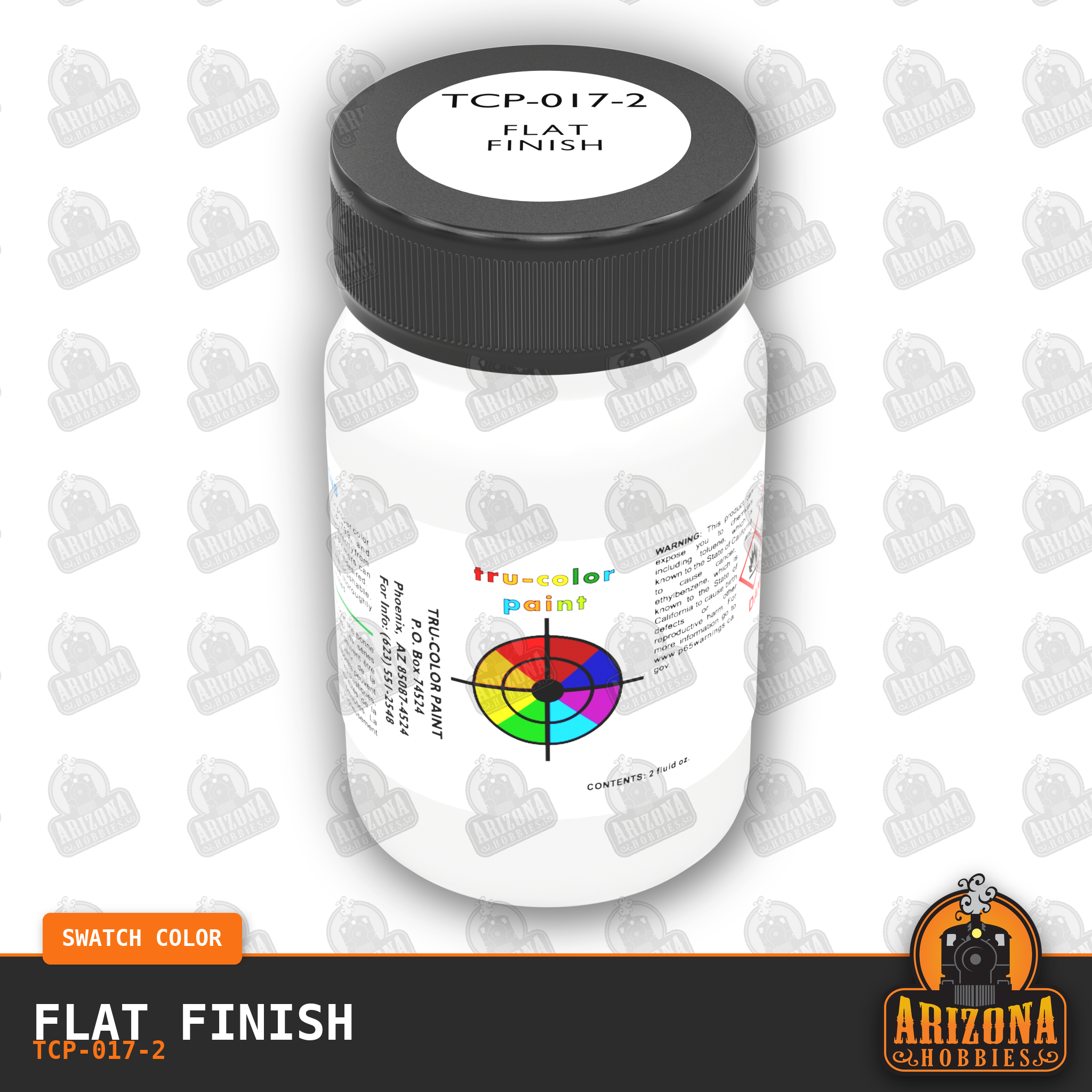 FLAT Clear Finish 2-oz bottle (Air-brush) Tru-Color Paint-with color swatch-Arizona Hobbies