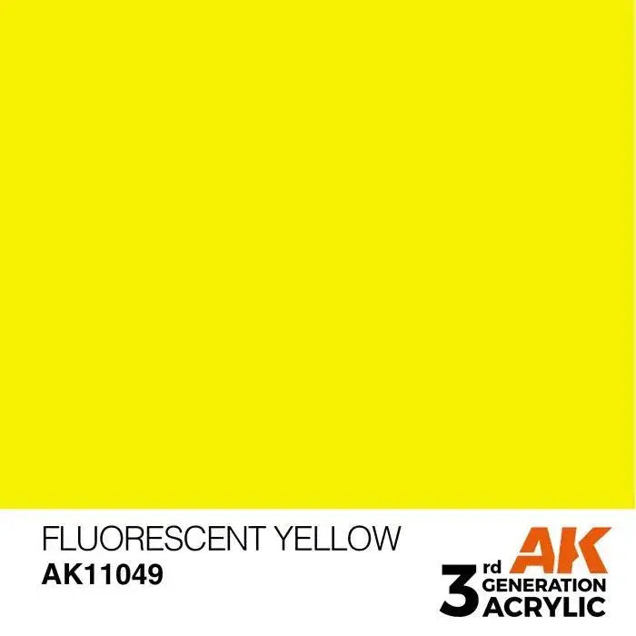 FLUORESCENT YELLOW AK Interactive 3G Acrylic (.57 oz.) bottle-Arizona Hobbies