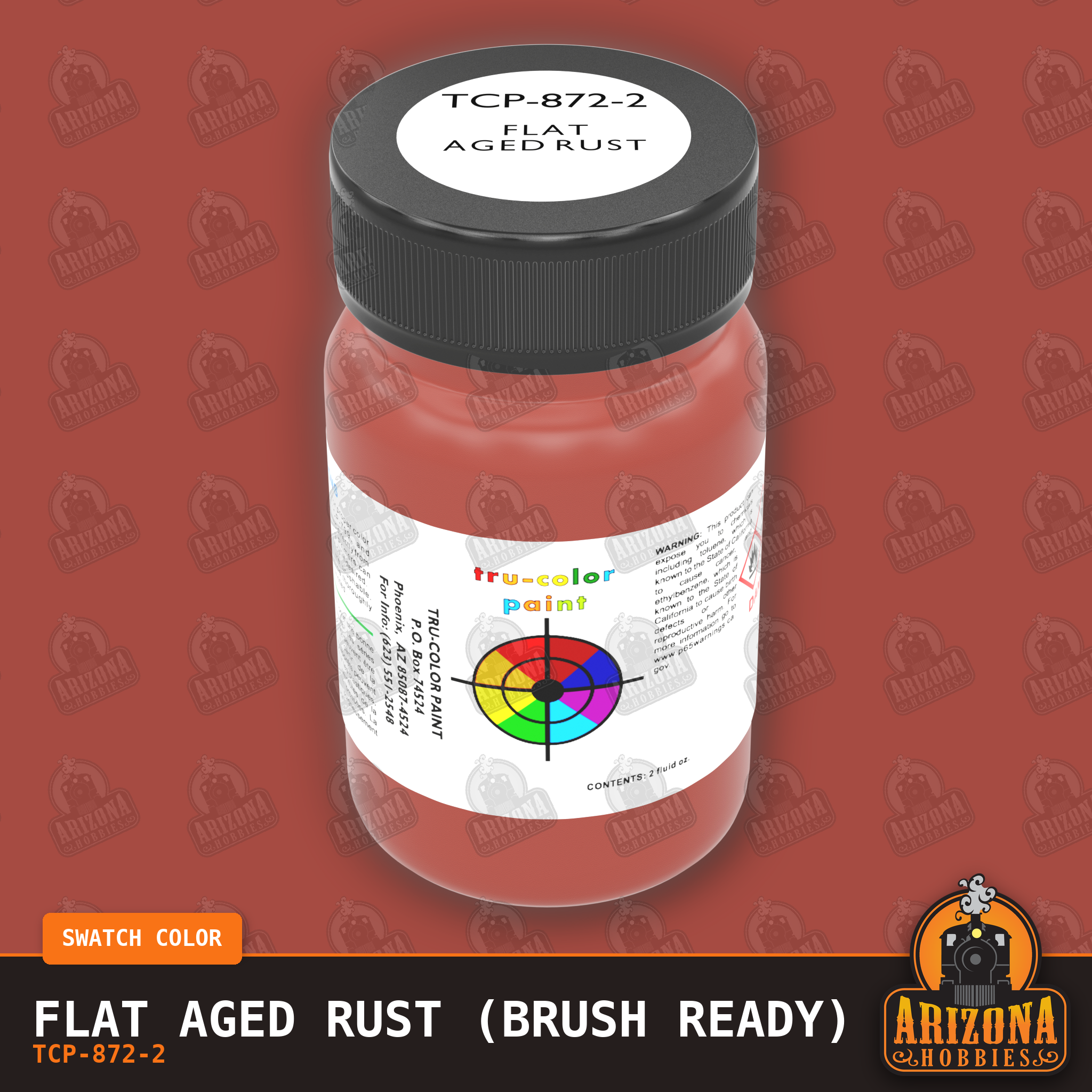 Flat AGED RUST 2-oz bottle (Paint brush) Tru-Color Paint SPECIAL ORDER ONLY-with color swatch-Arizona Hobbies
