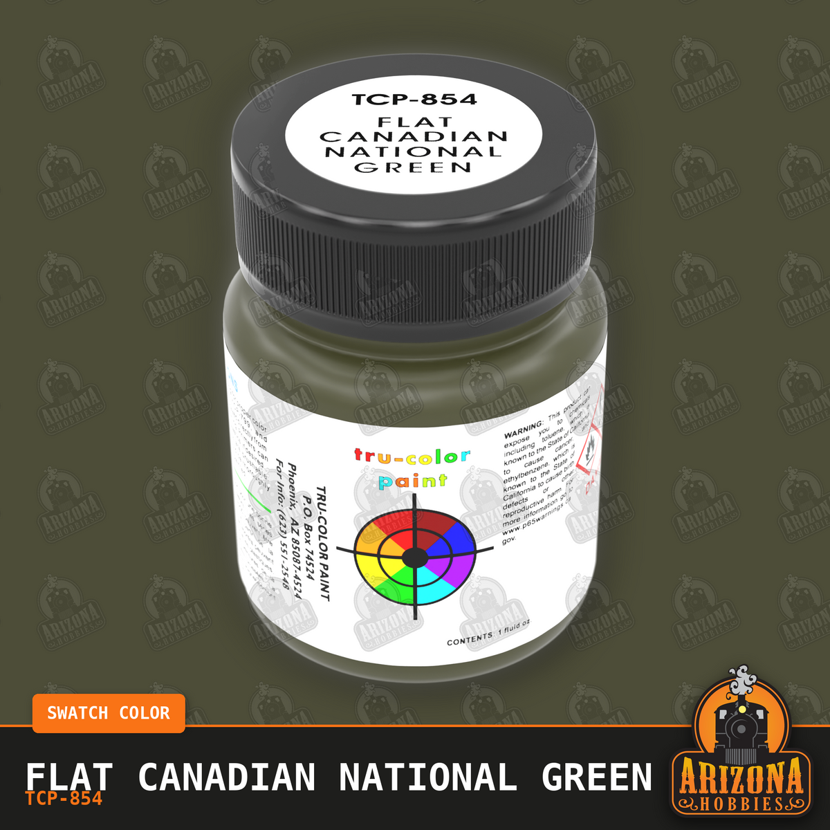 Flat Canadian National GREEN 1-oz bottle (Paint brush) Tru-Color Paint-with color swatch-Arizona Hobbies