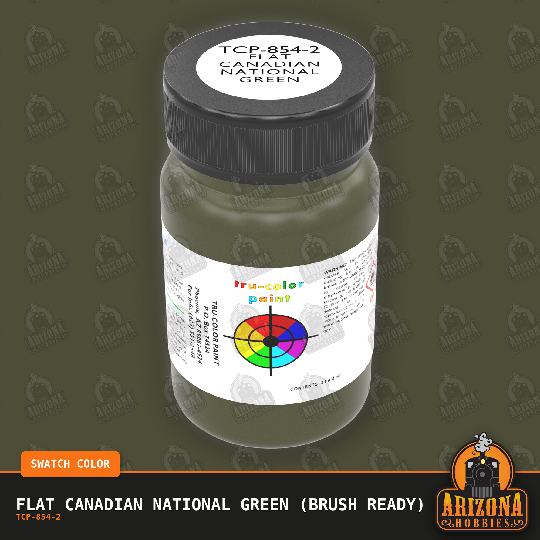 Flat Canadian National GREEN 2-oz bottle (Paint brush) Tru-Color Paint SPECIAL ORDER ONLY-with color swatch-Arizona Hobbies